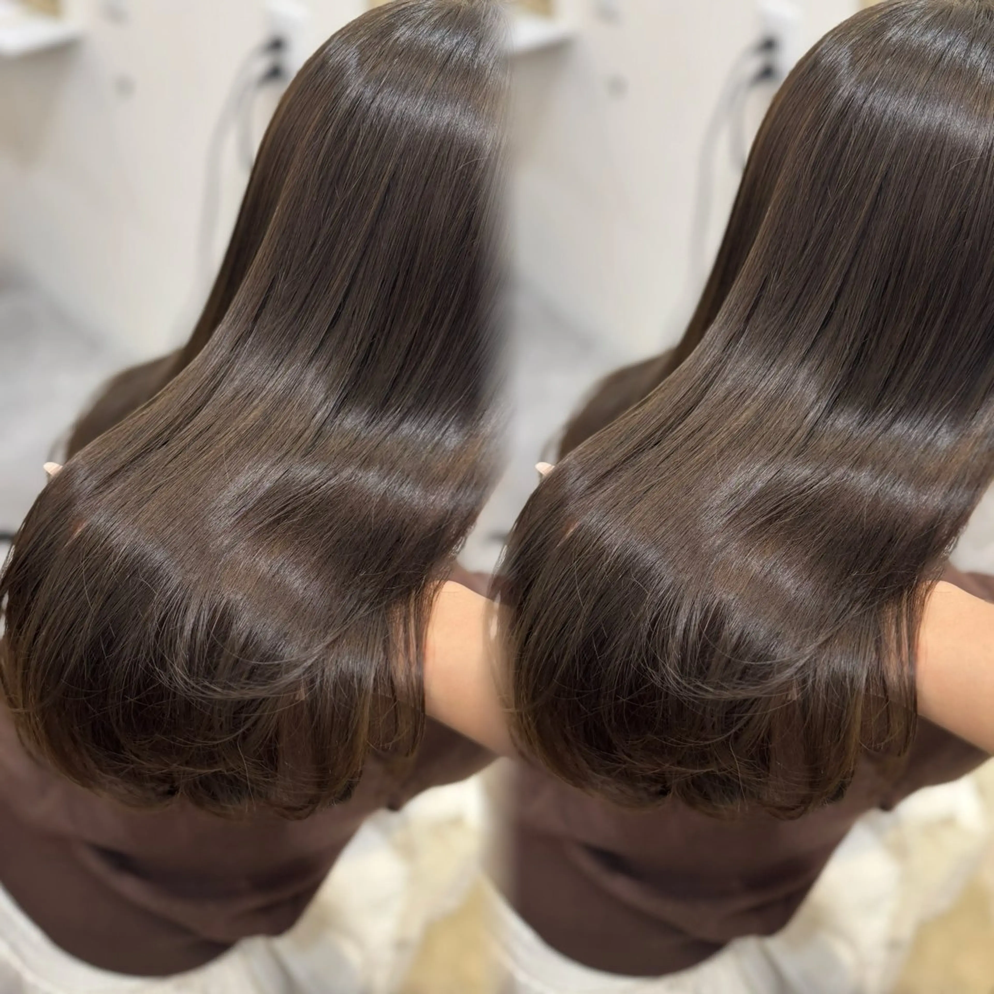 ロング カラー アッシュ アッシュブラウン ベージュカラー 黒髪 ブリーチ 赤み無し柔らかカラー 【梅田】madokaのヘアスタイル