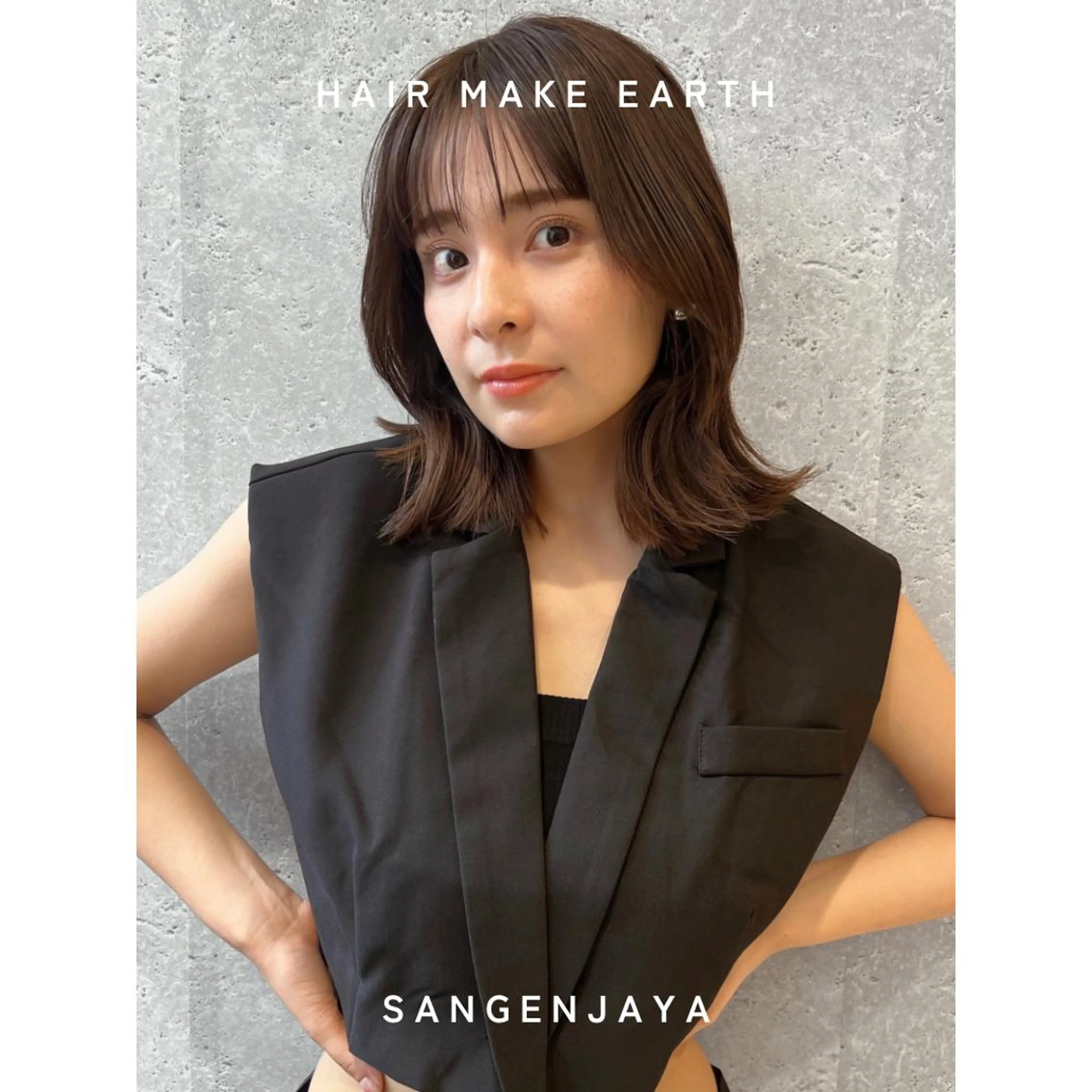 ミディアム ボブレイヤー ボブ くびれヘア レイヤーカット 外ハネヘア hair make earth 🪡のヘアスタイル