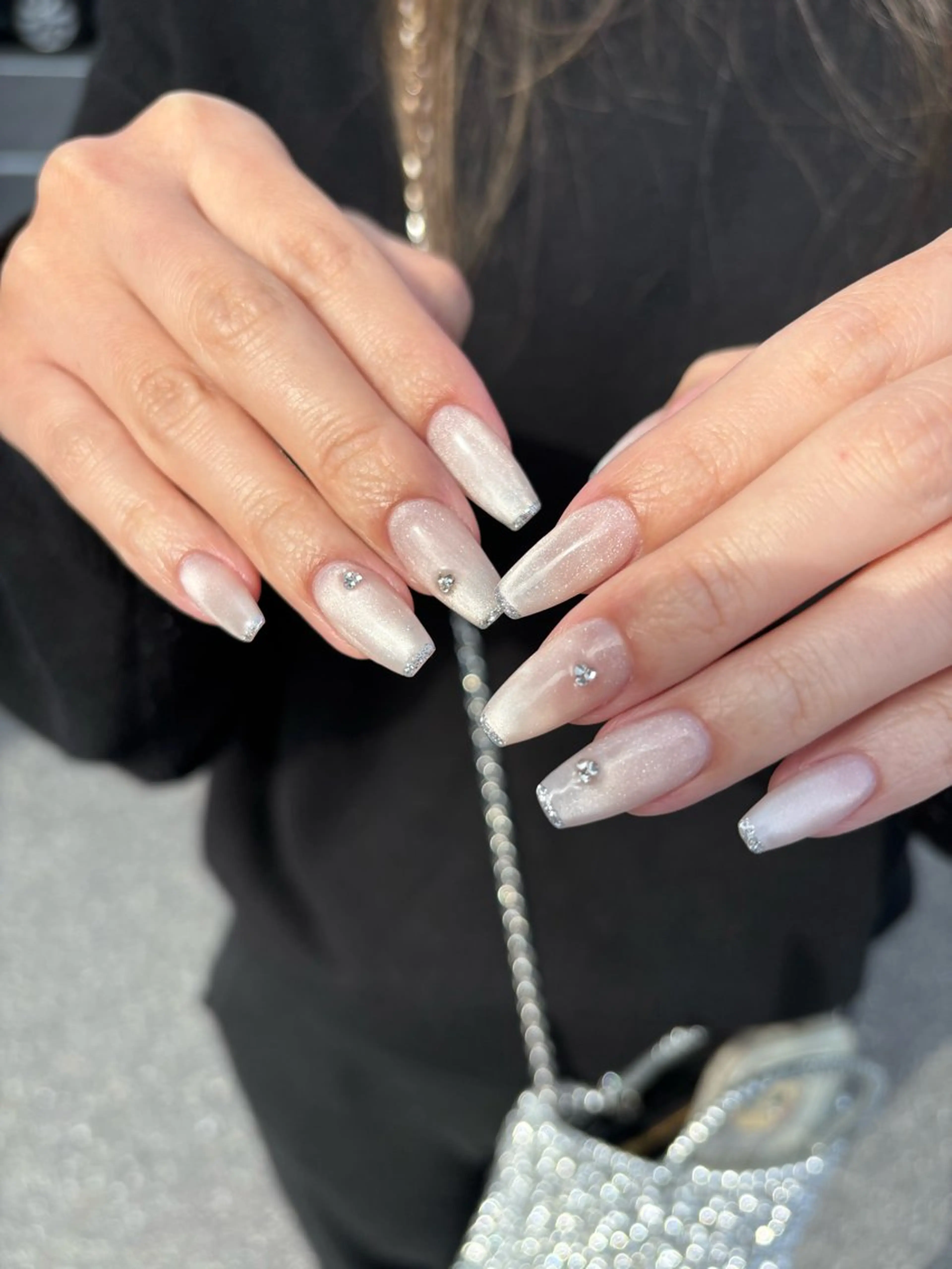 ネイル フレンチネイル ガラスフレンチ ハンドネイル Le:M nail Mikuのネイルデザイン