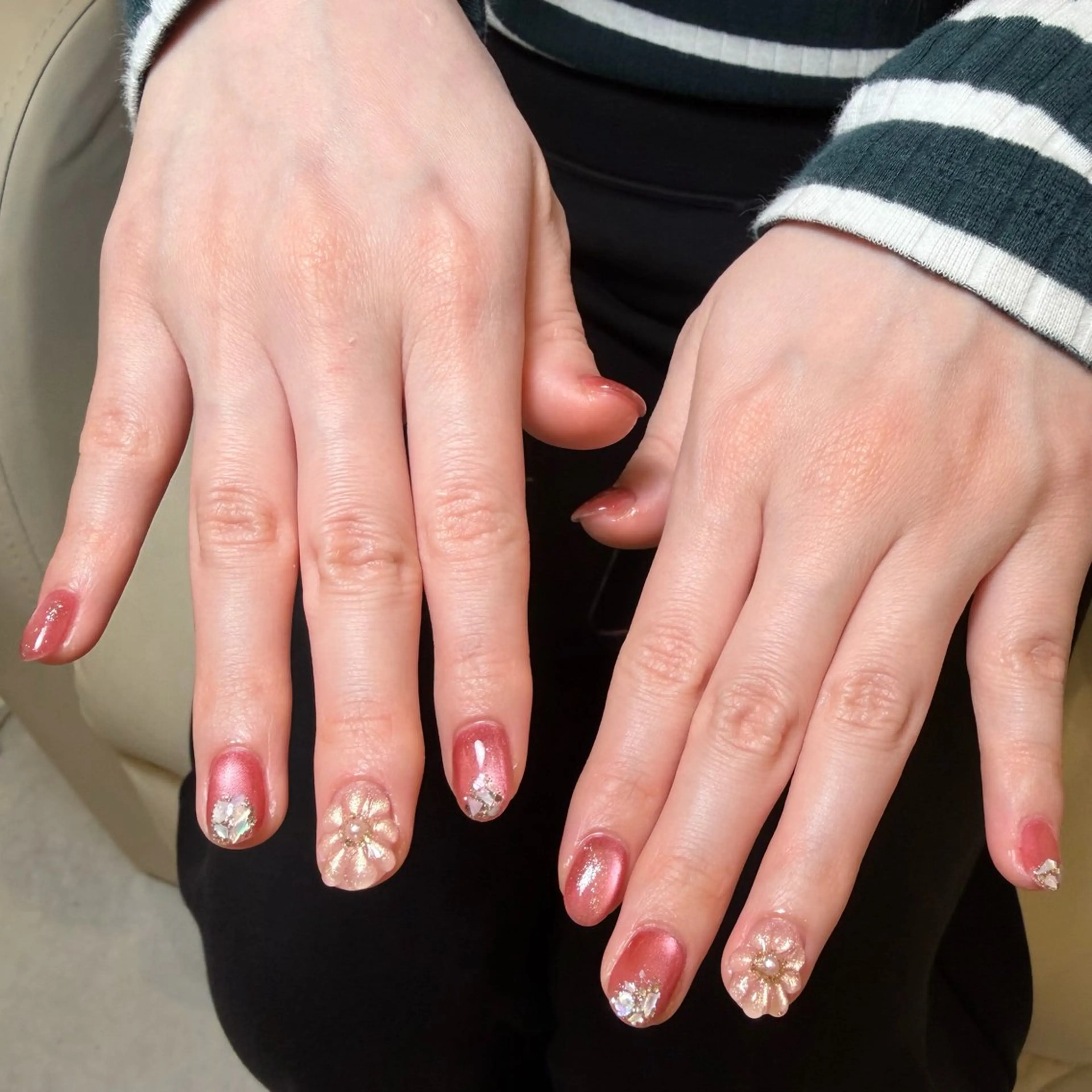 ネイル アートネイル フラワーネイル キラキラネイル ラメ(グリッター) マグネットネイル ハンドネイル Wilu nail 二子玉川店のネイルデザイン