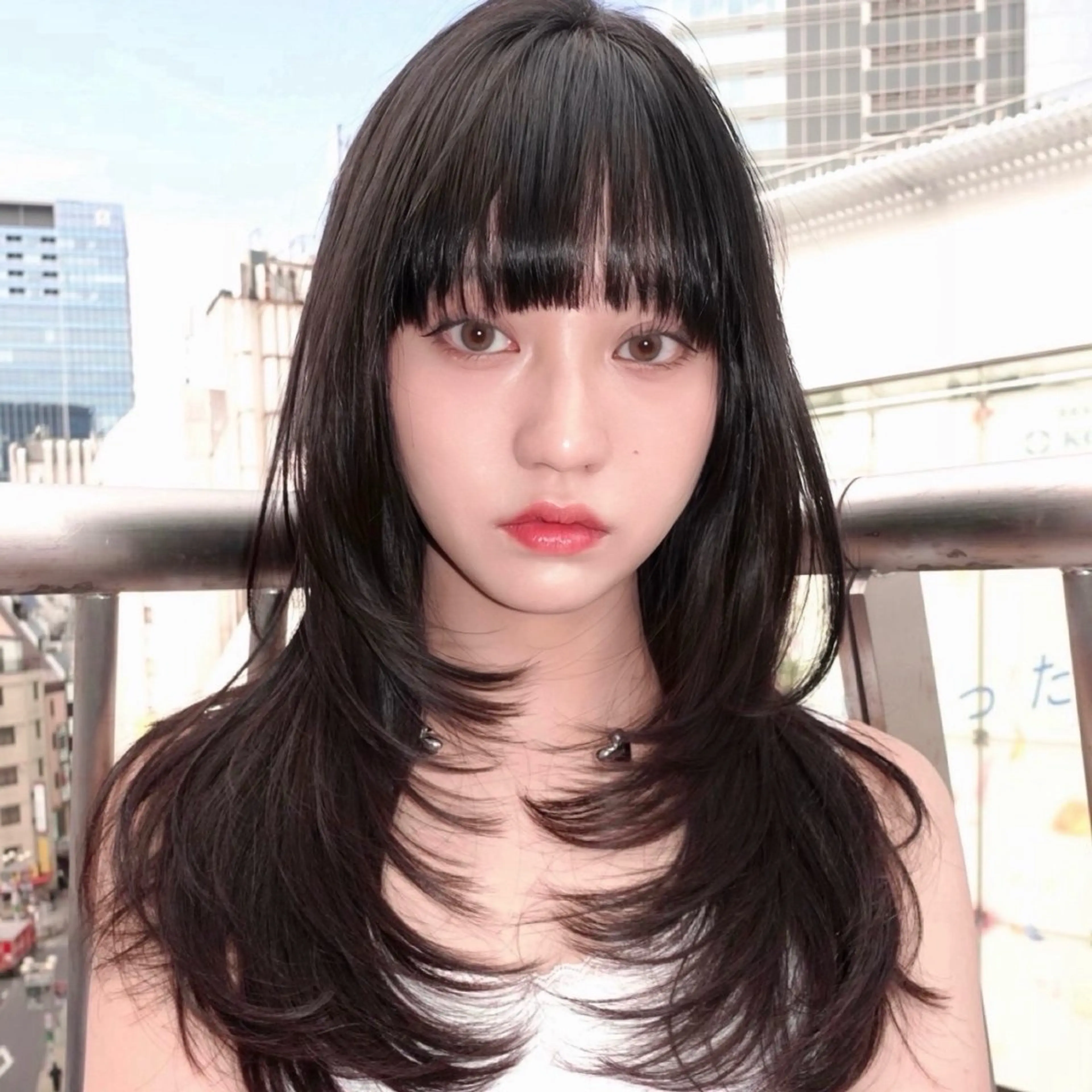 セミロング カラー トリートメント トリートメント レイヤーカット ハッシュカットのヘアスタイル