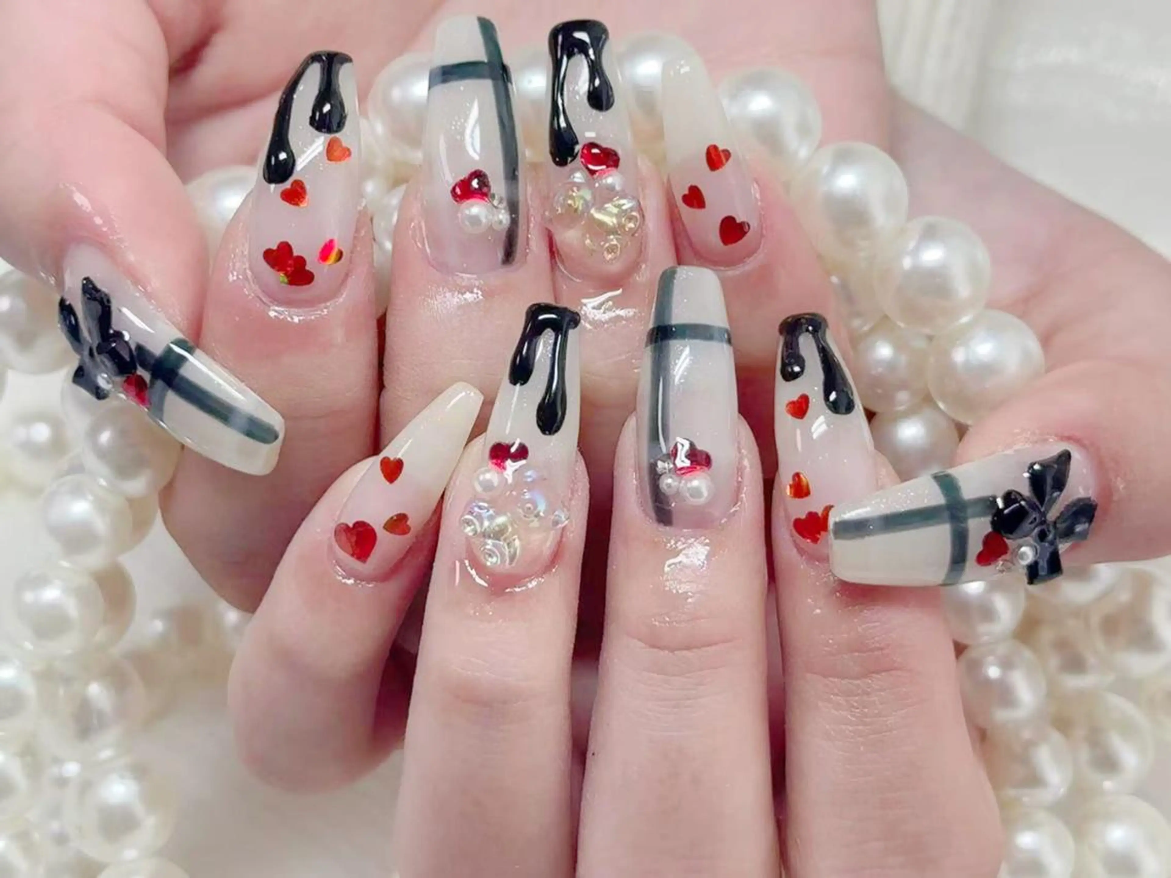 ネイル アートネイル オーロラネイル カジュアル クリアネイル 長さ出し ハンドネイル Ru na🍳のネイルデザイン