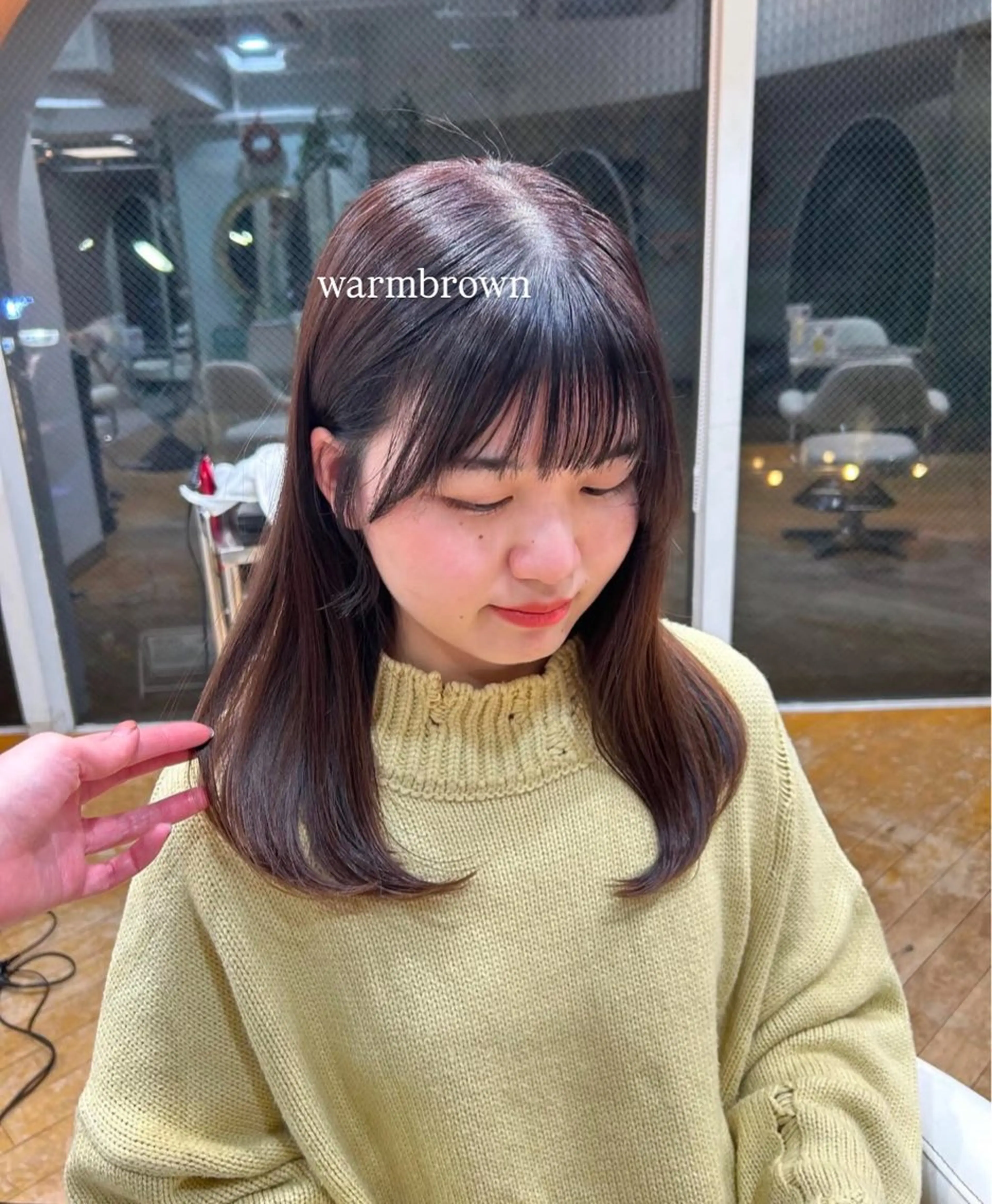 ミディアム カラー ブラウンカラー 顔周りカット ヘアカラー ありむらもえ/ 透明感カラーのヘアスタイル