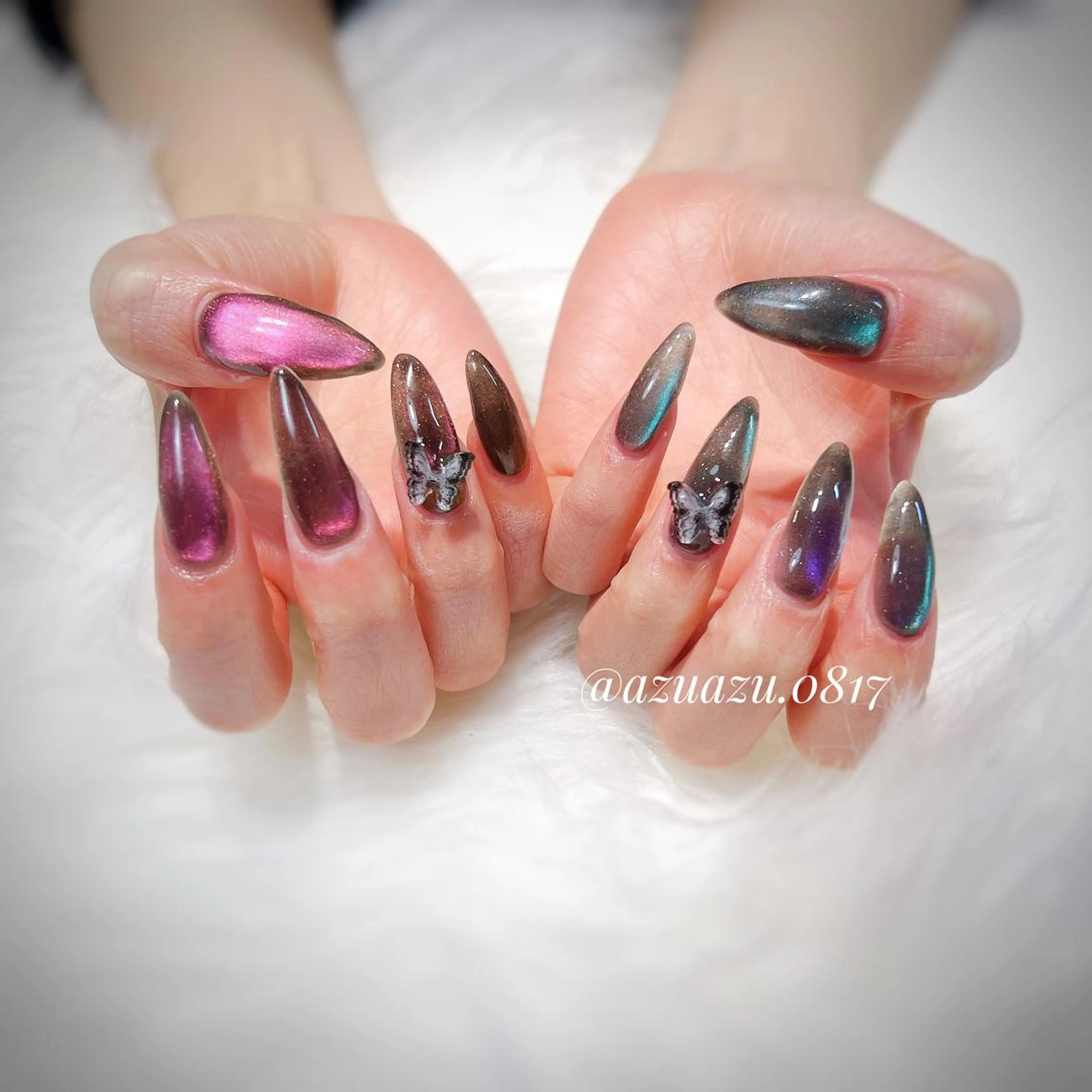 ネイル マグネットネイル ハンドネイル hair&nail ROOTS所属・ﾍｱﾒｲｸ&ﾈｲﾙ ♥️Azuのネイルデザイン