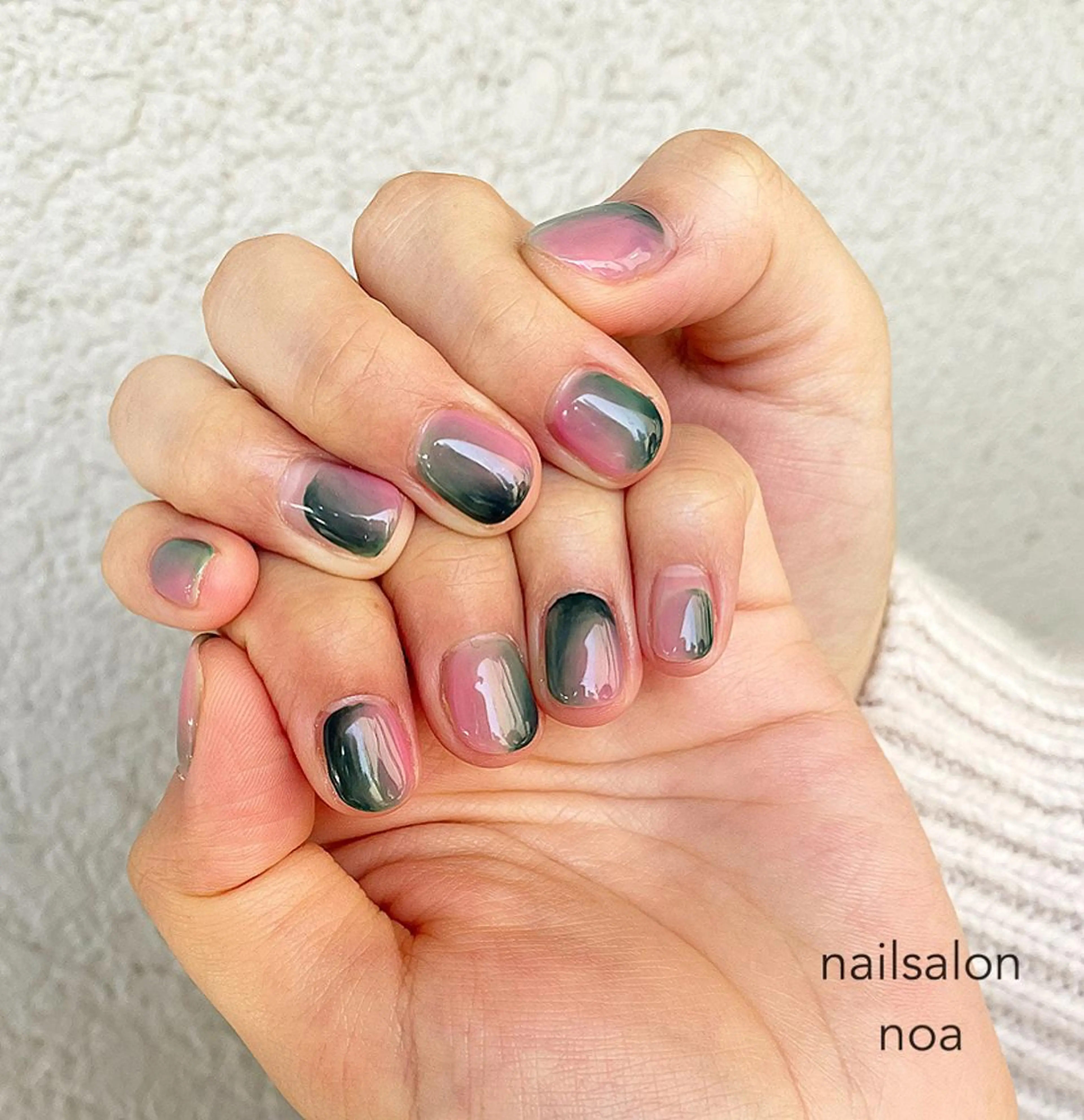 ネイル アートネイル オーロラネイル カジュアル ジェルネイル 氷ネイル・うるうるネイル nailsalon noa所属・nailist sakiのネイルデザイン