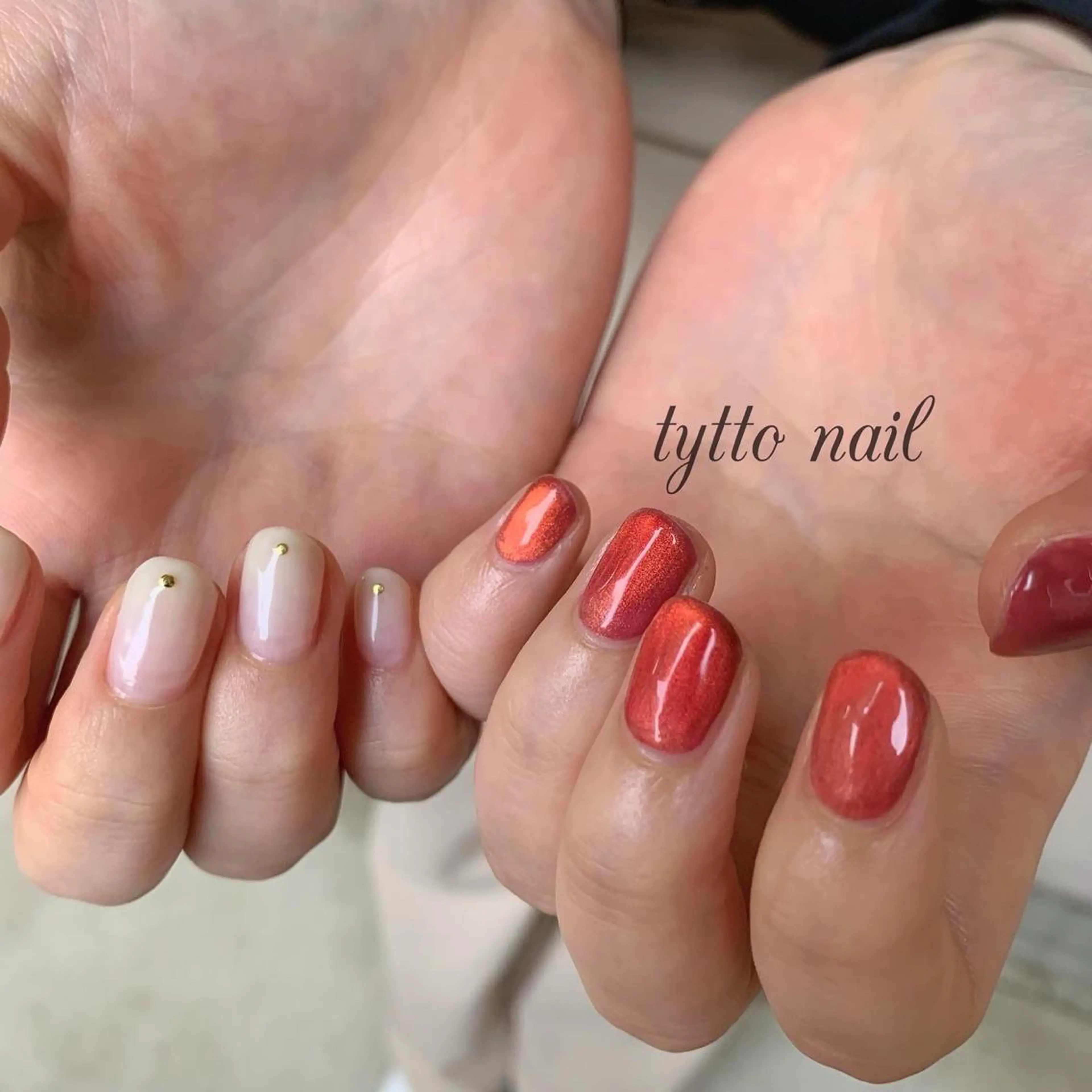 ネイル グラデーション マグネットネイル 赤色 ハンドネイル tytto nail ❤︎‪‪eri‪‪のネイルデザイン