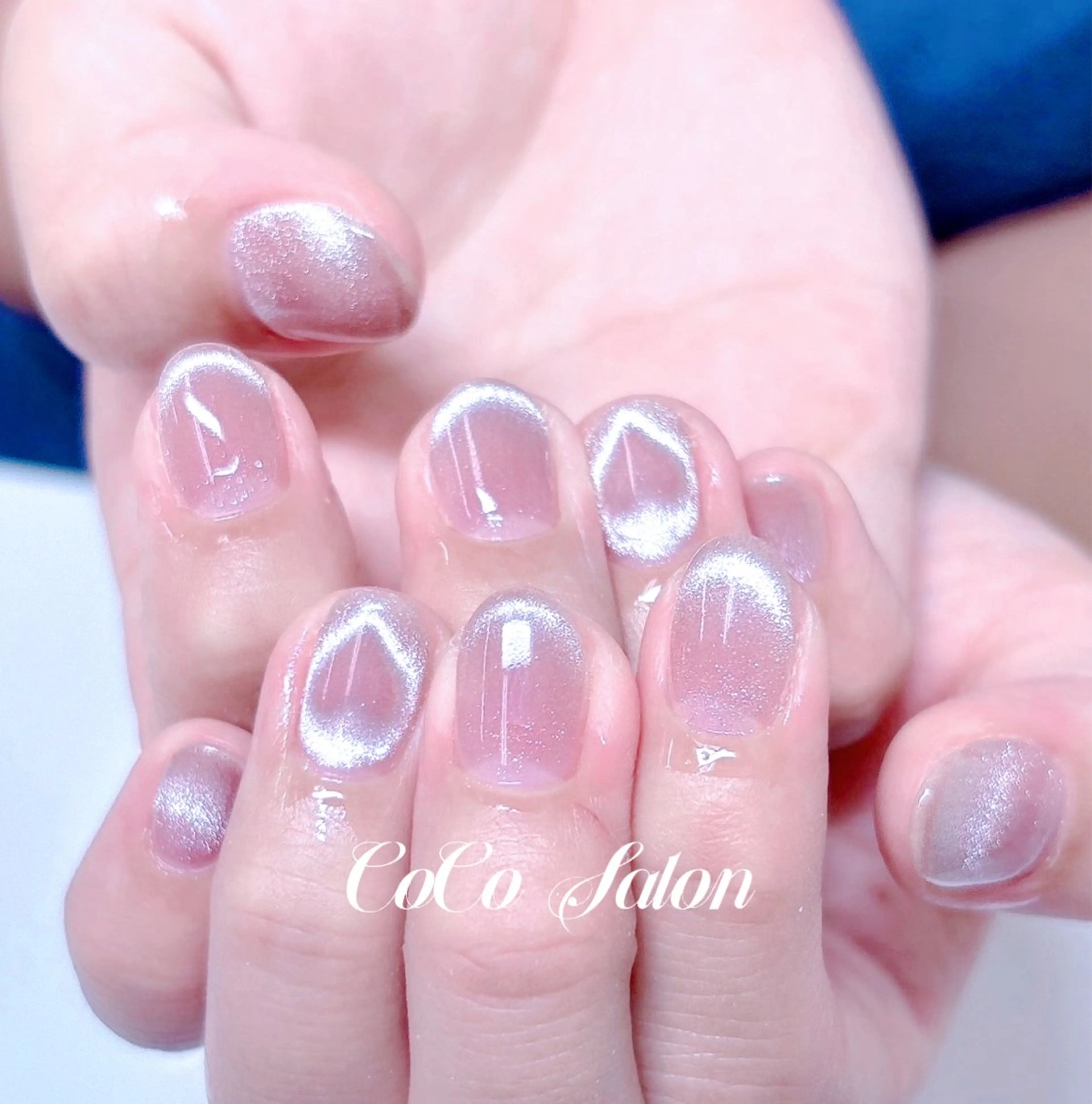 ネイル フレンチネイル ジェルネイル ハート マグネットネイル マグネットフレンチ ハンドネイル CoCoSalon ネイル/まつ毛予約のネイルデザイン