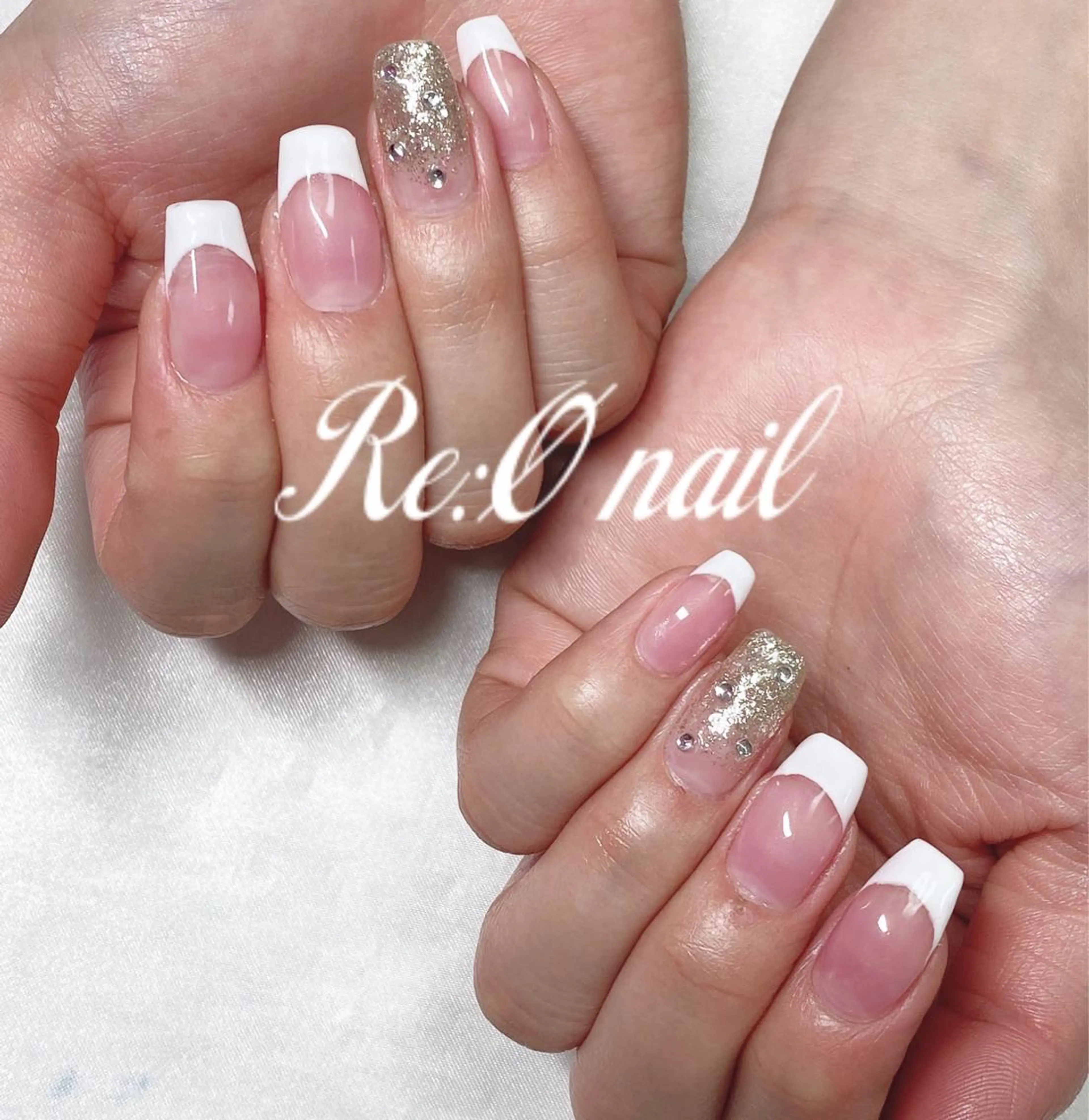 ネイル フレンチネイル ラメ(グリッター) ラメグラデーション ハンドネイル Re:Ø nail 🩵TSUJIのネイルデザイン