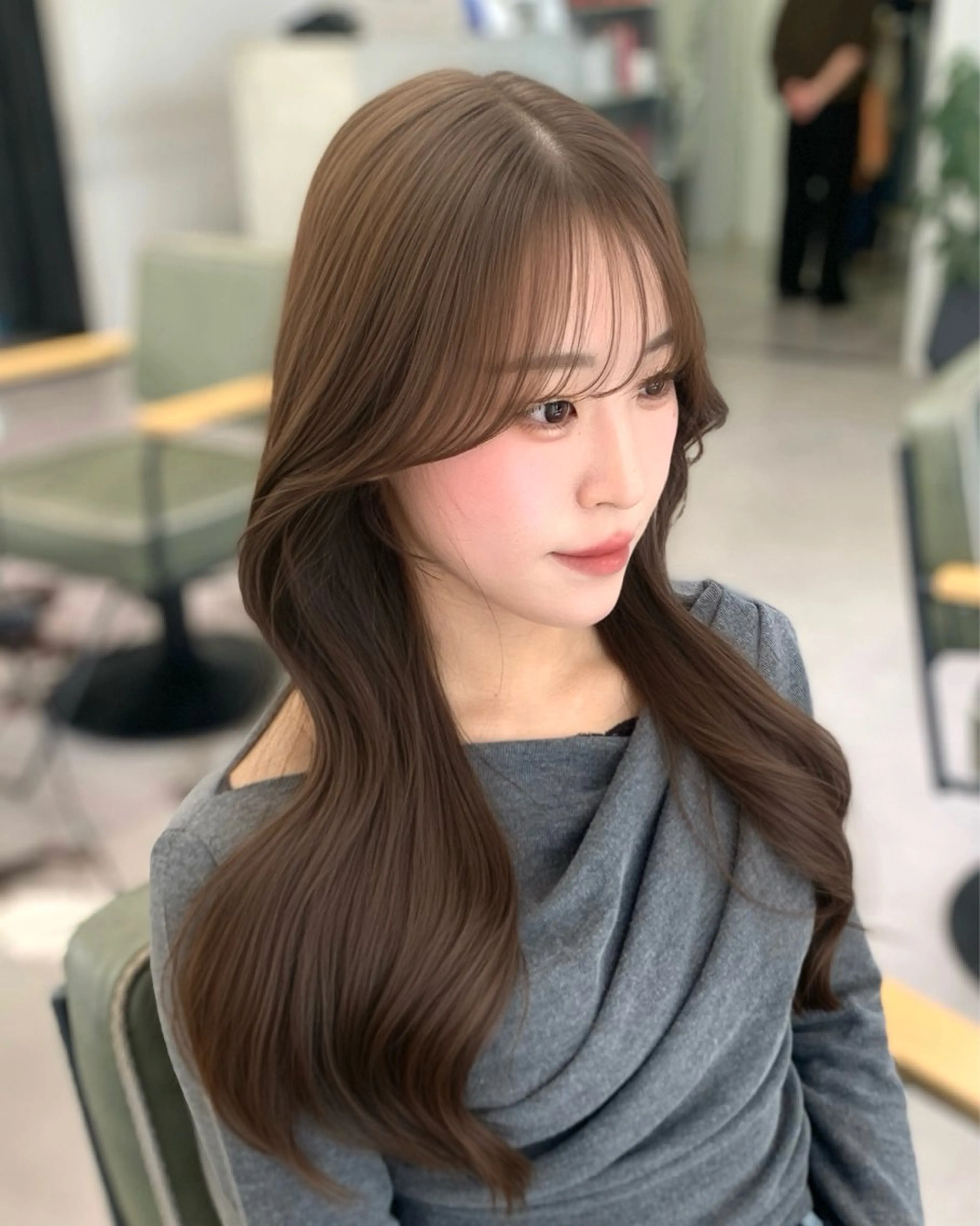 ロング カット ヘアカラー トリートメント 🎀韓国風顔周り× 透明感/梅田/アリサのヘアスタイル