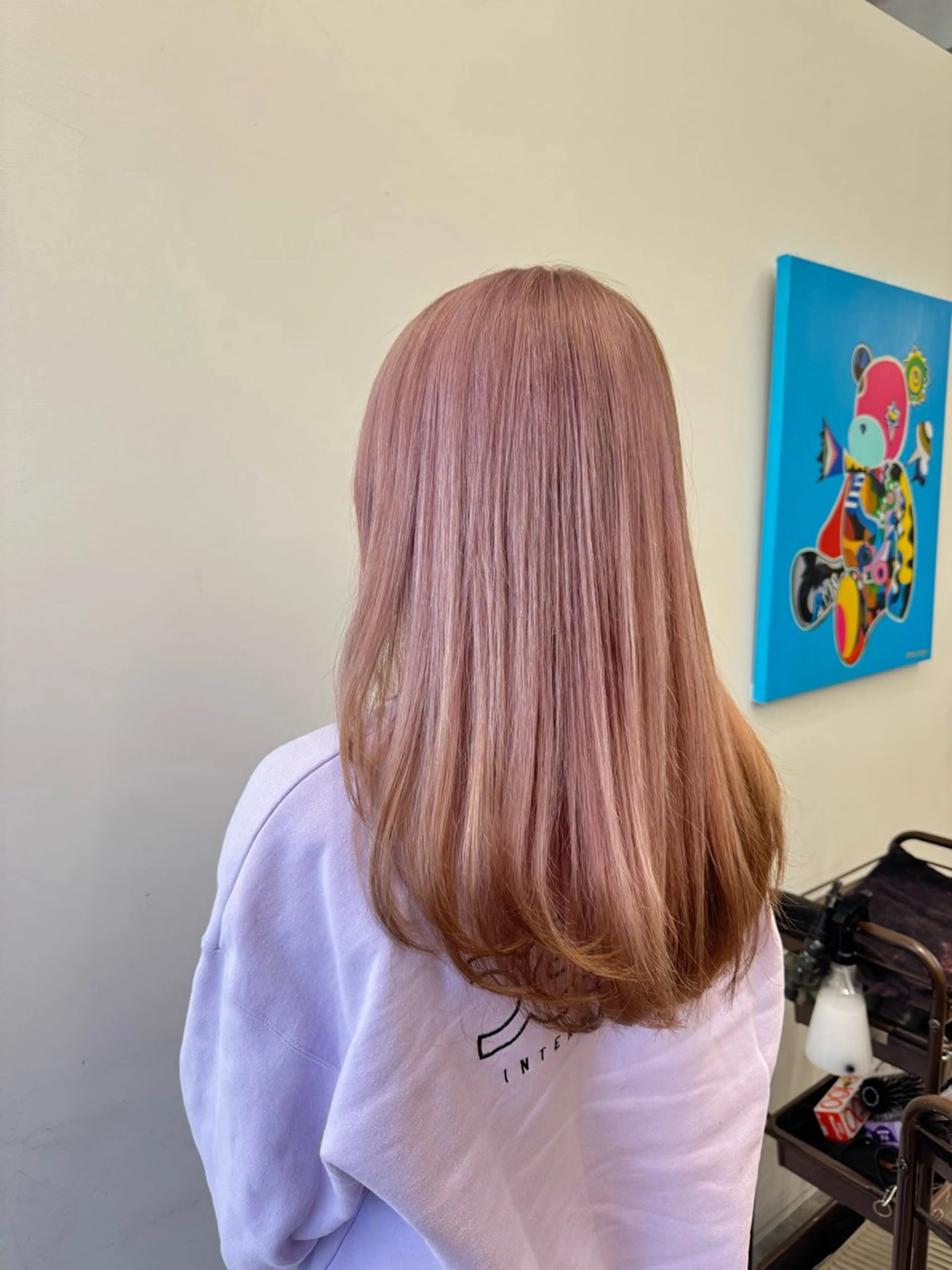 ロング カラー ブリーチ ブラウンカラー デザインカラー ピンクカラー カット ヘアカラー オスズ 🎀´-のヘアスタイル