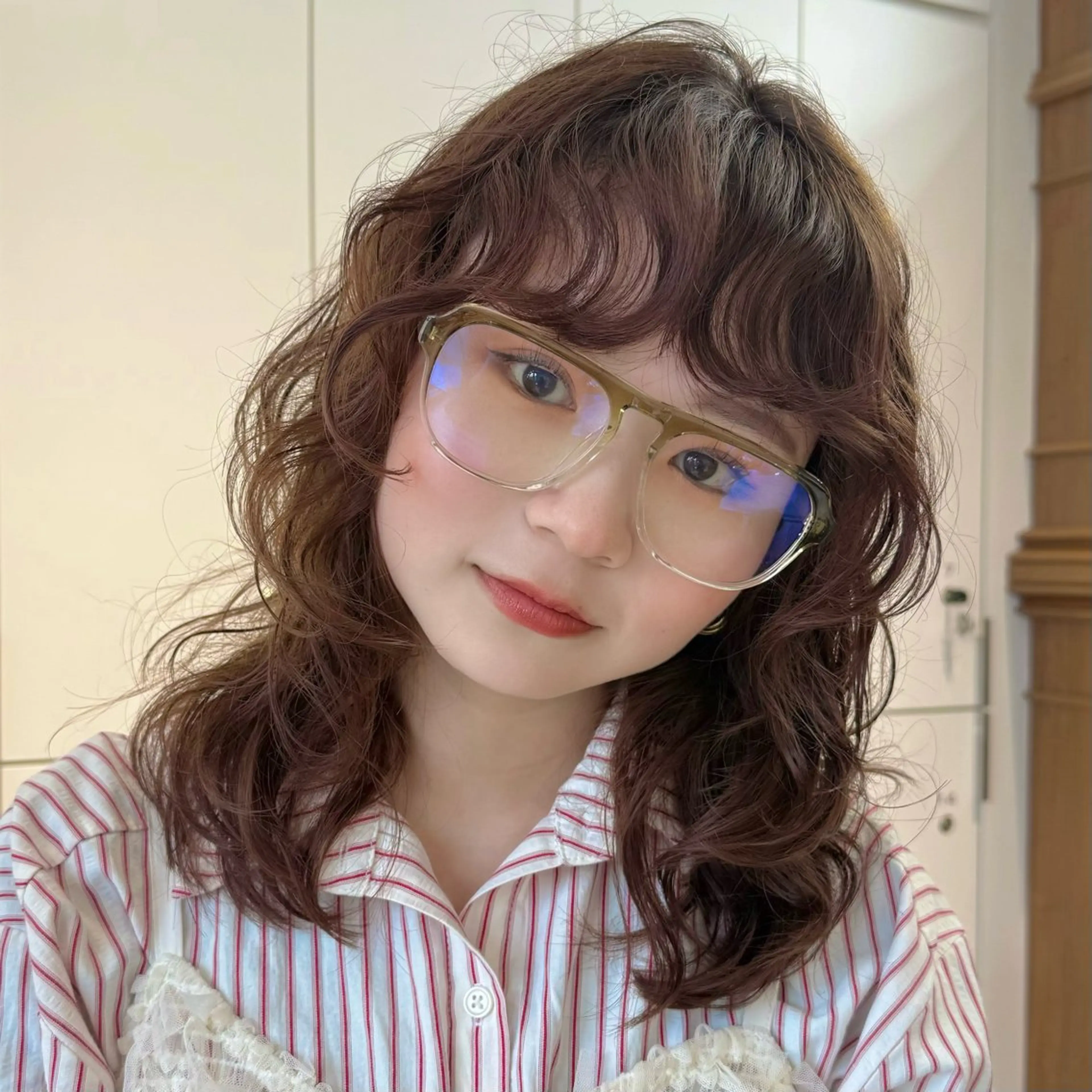 セミロング セミロングパーマ 顔周りカット レイヤーカット レイヤー/パーマ/ 艶カラー/💚千琴のヘアスタイル