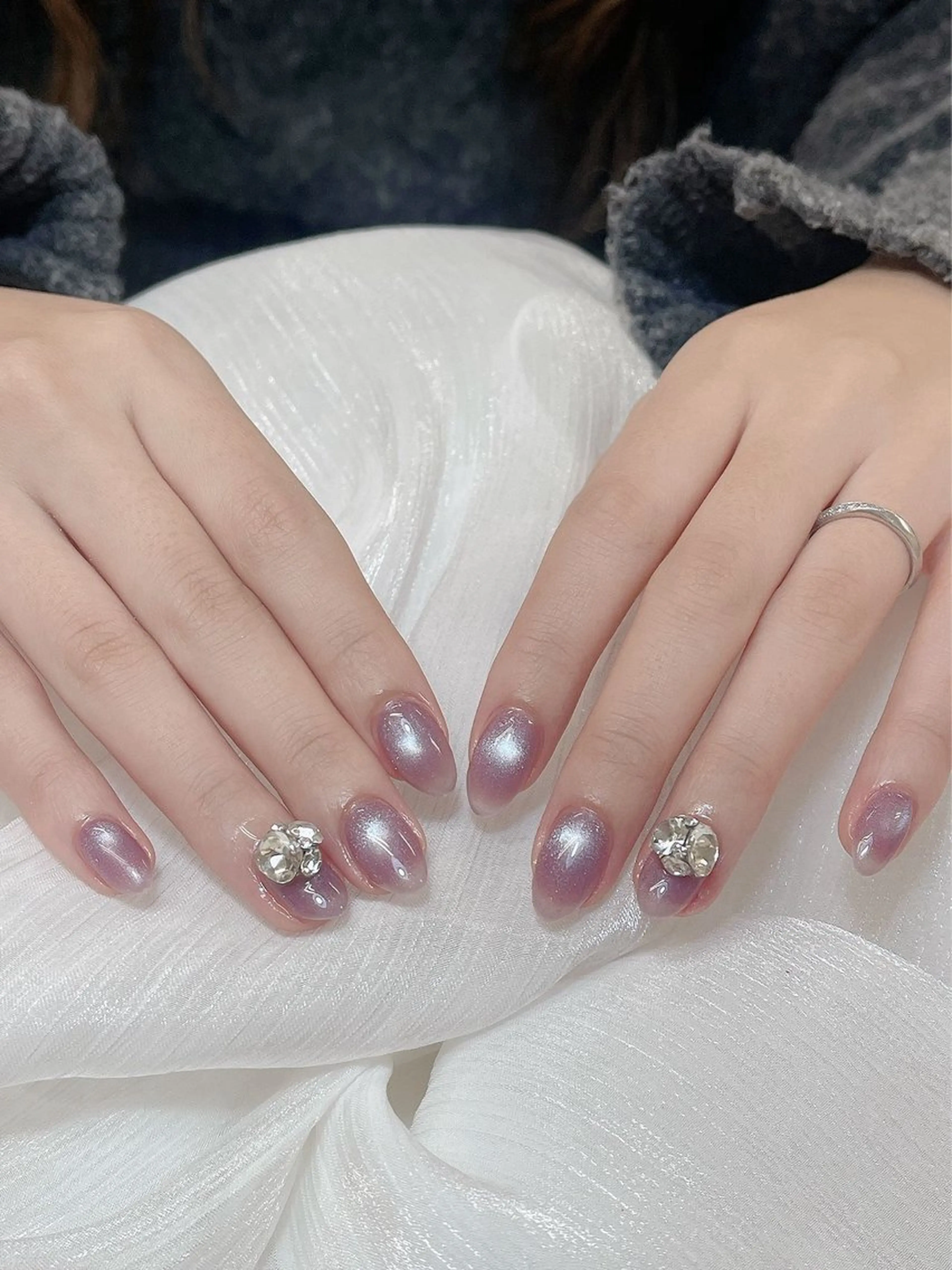 ネイル チークネイル 成人式 フレンチネイル グラデーション 氷ネイル・うるうるネイル ハンドネイル DUO MI所属・キ キnailのネイルデザイン