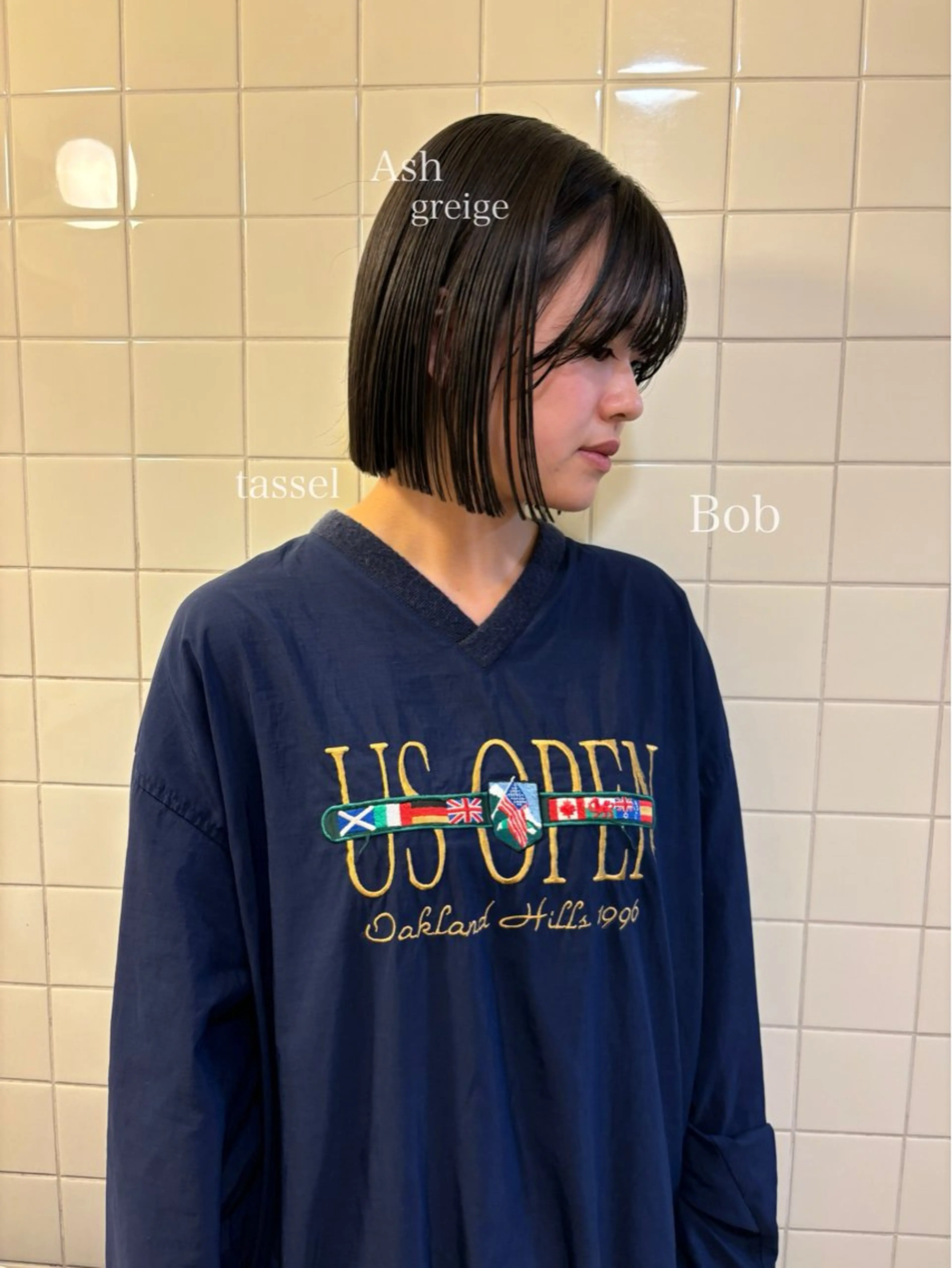 ミディアム カラー カット ヘアカラー トリートメント ボブ&透明感カラー ♡TOMOEのヘアスタイル