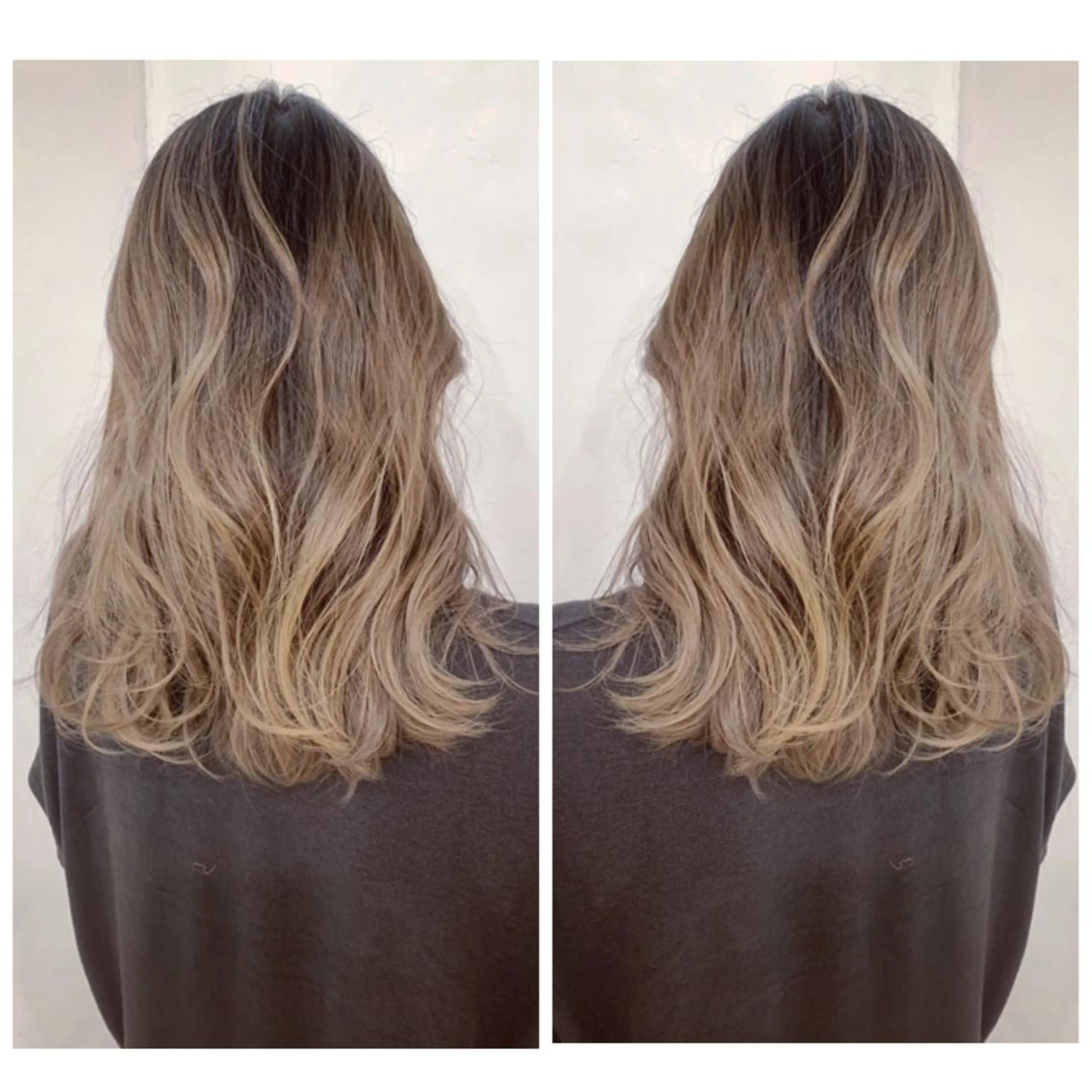 ミディアム カラー アッシュ バレイヤージュ ブリーチ デザインカラー グレージュ カット ヘアカラー トリートメント 京都大人女性ショート 徒歩1分/秋山のヘアスタイル