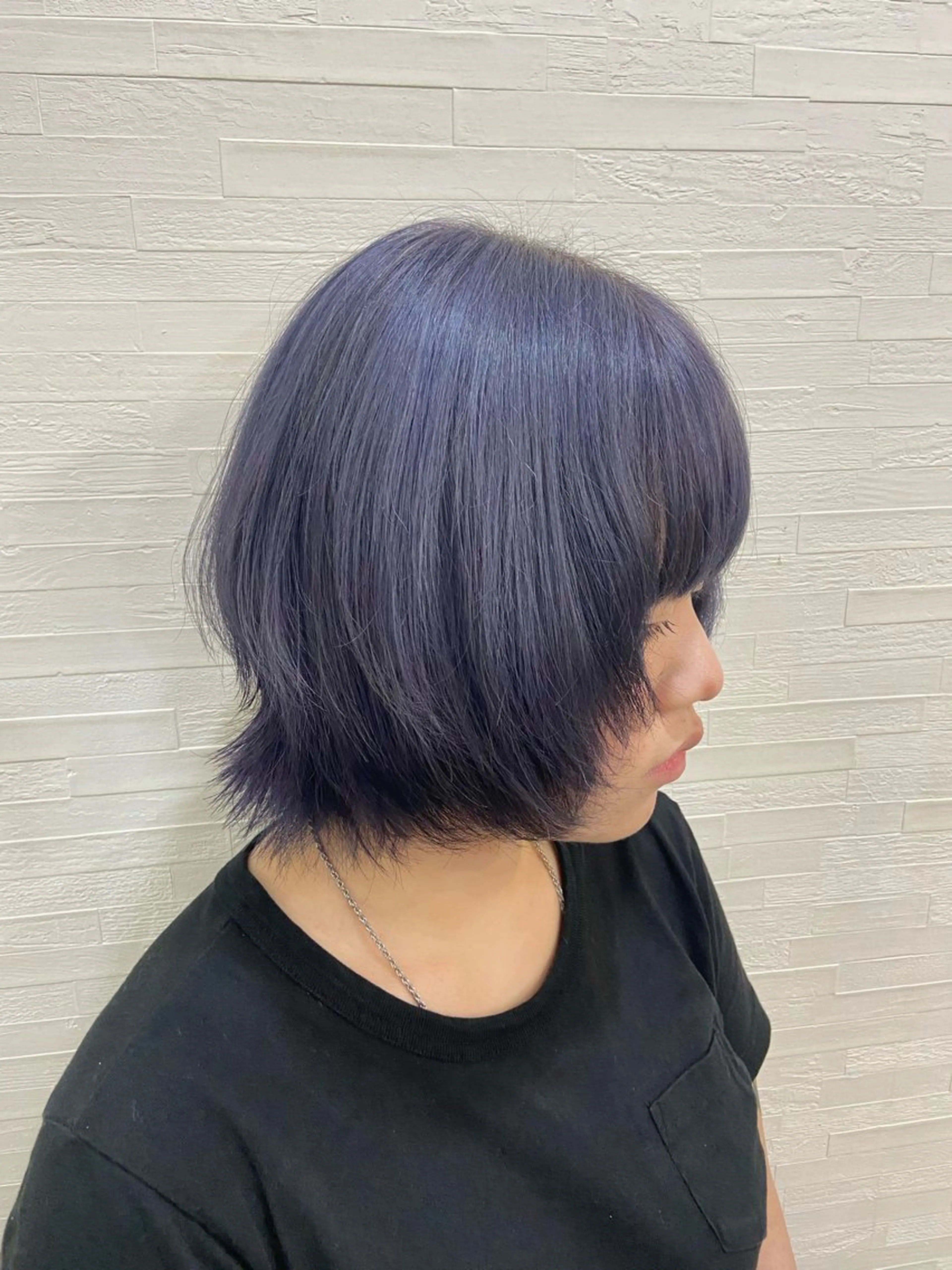 ミディアム カラー ブリーチ ブルーカラー ブルーバイオレット ブリーチなしカラー バイオレットカラー 【縮毛矯正＆カラー】 RAN.のヘアスタイル