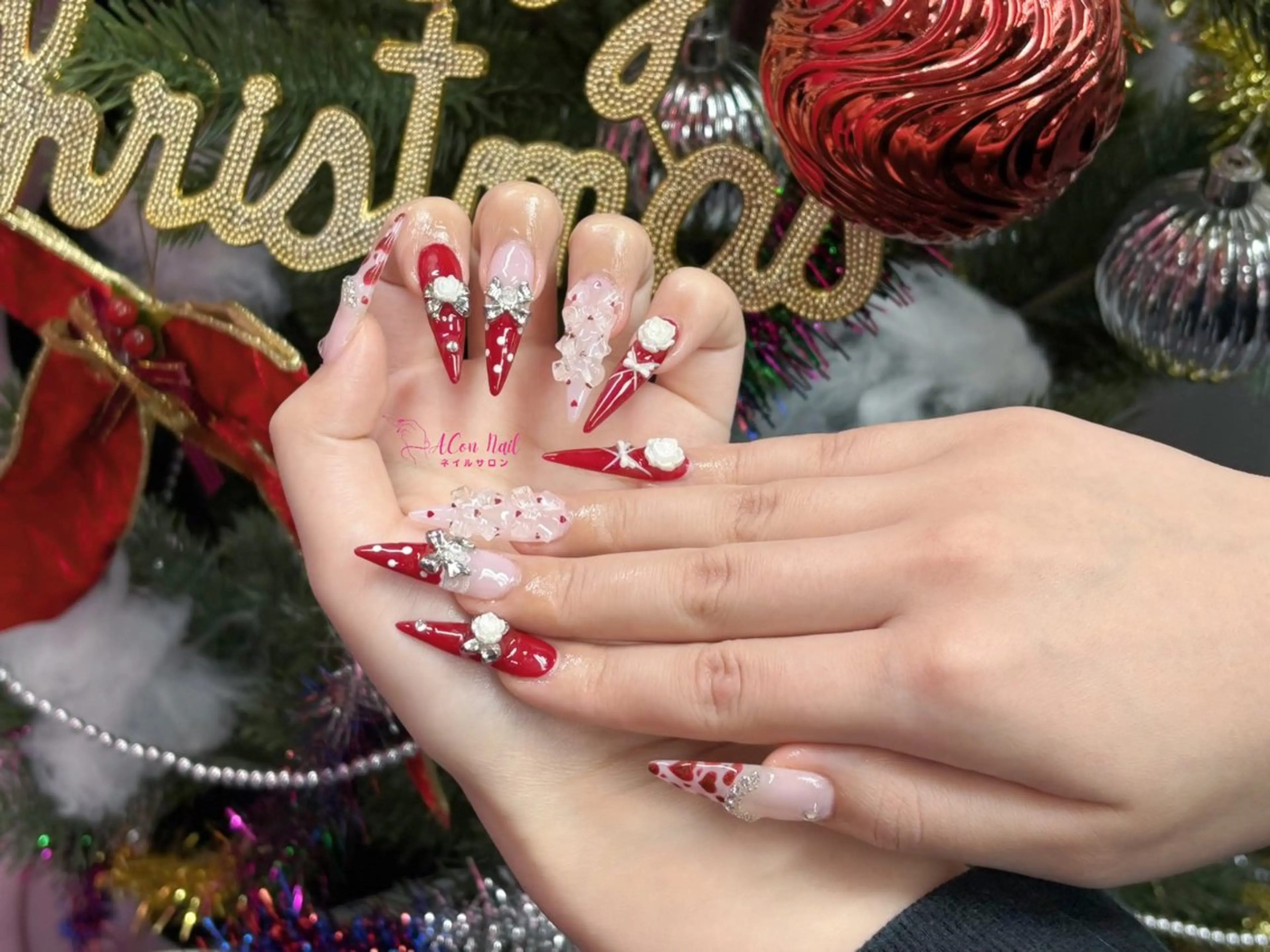 ネイル 桜ネイル 長さ出し フラワーネイル フレンチネイル ジェルネイル ハンドネイル AConNailSalon所属・ACon NailSalonのネイルデザイン