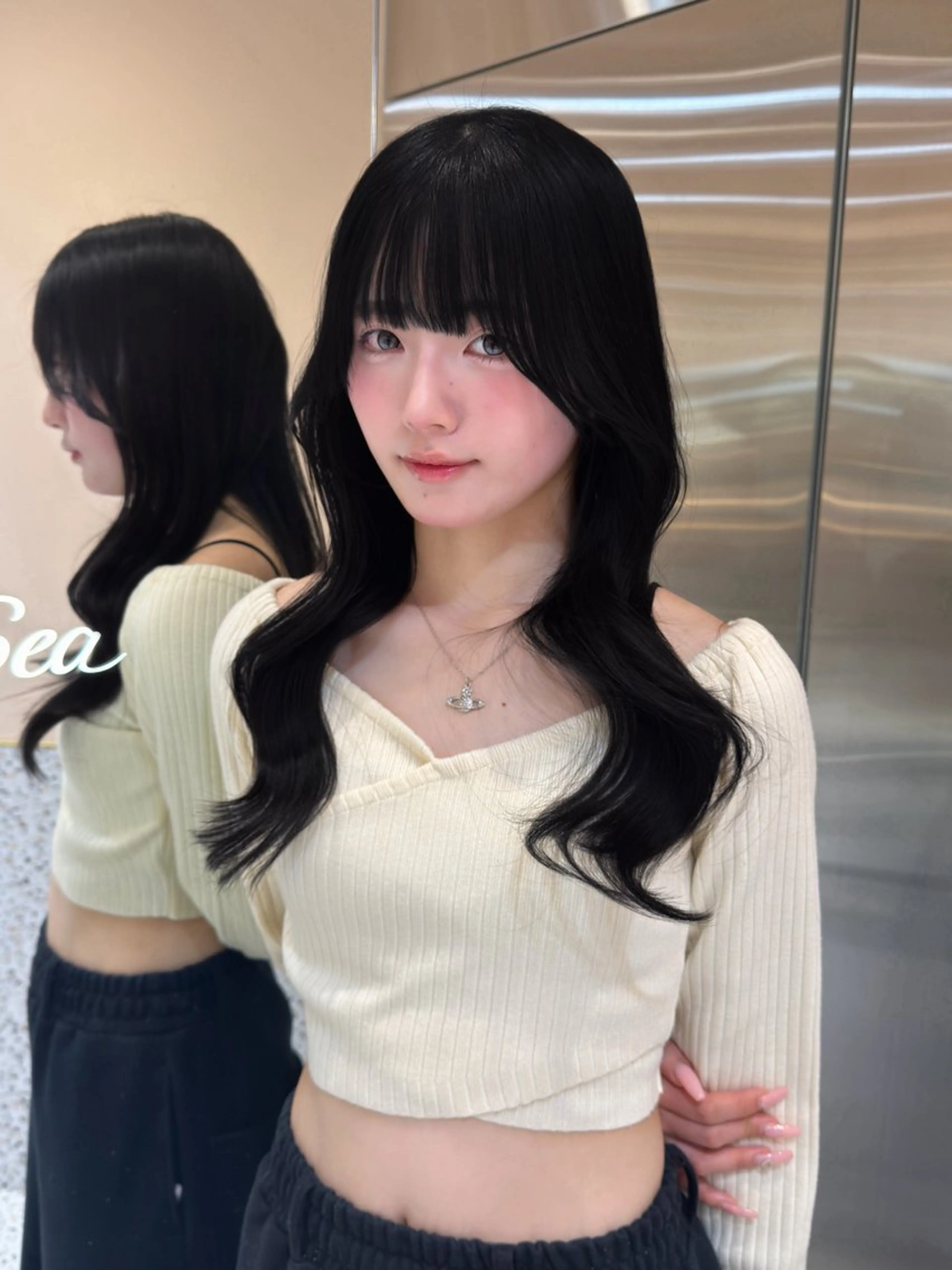 ロング カラー 髪質改善 トリートメント カット ヘアカラー トリートメント ブリーチなしベージュ レイヤー/リョウヤのヘアスタイル