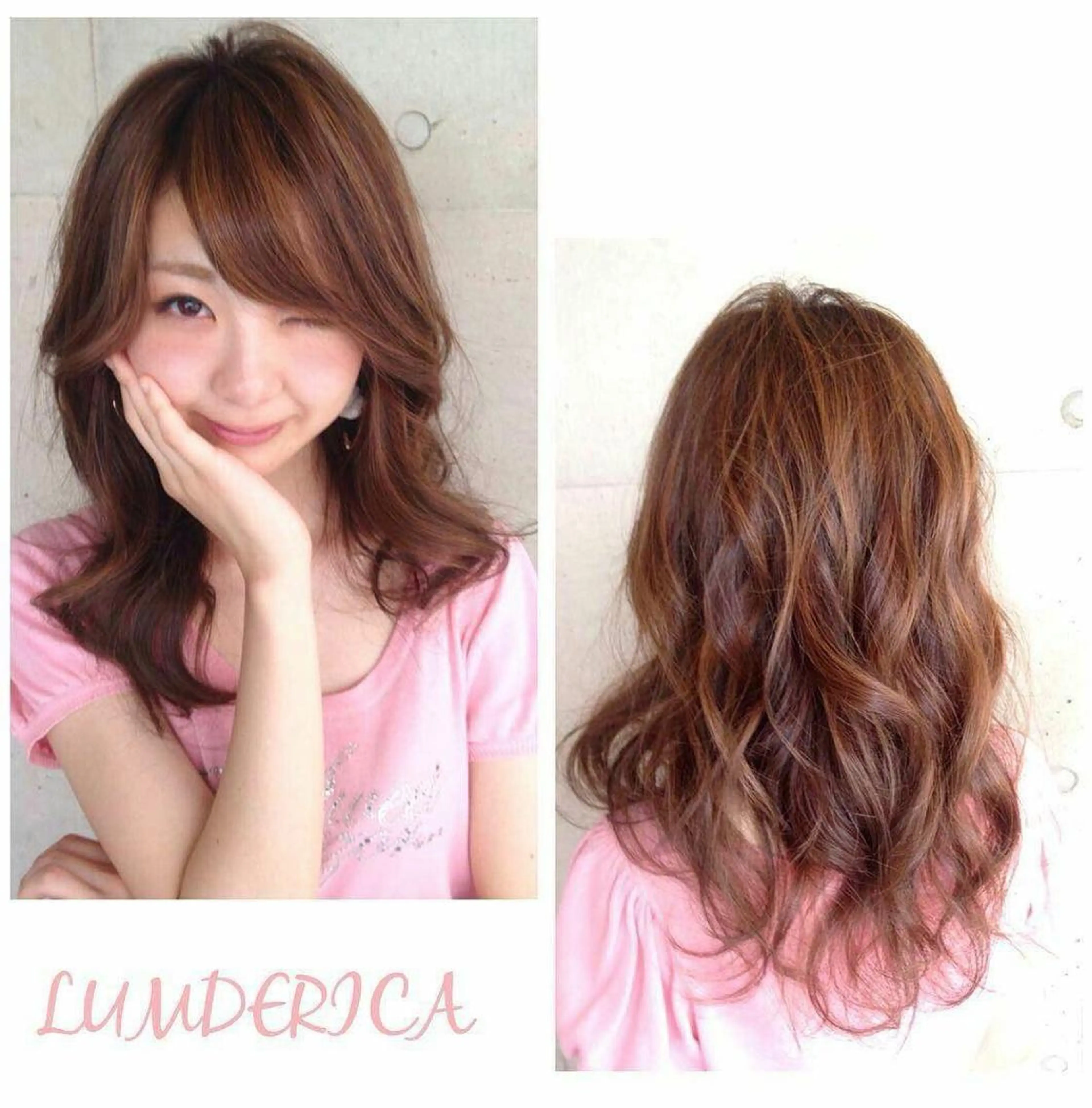 ミディアム セミロング ロング カラー パーマ ブラウンカラー 透明感カラー Lumderica(ラムデリカ)所属・横浜/元町/石川町 ラムデリカYUKAのヘアスタイル