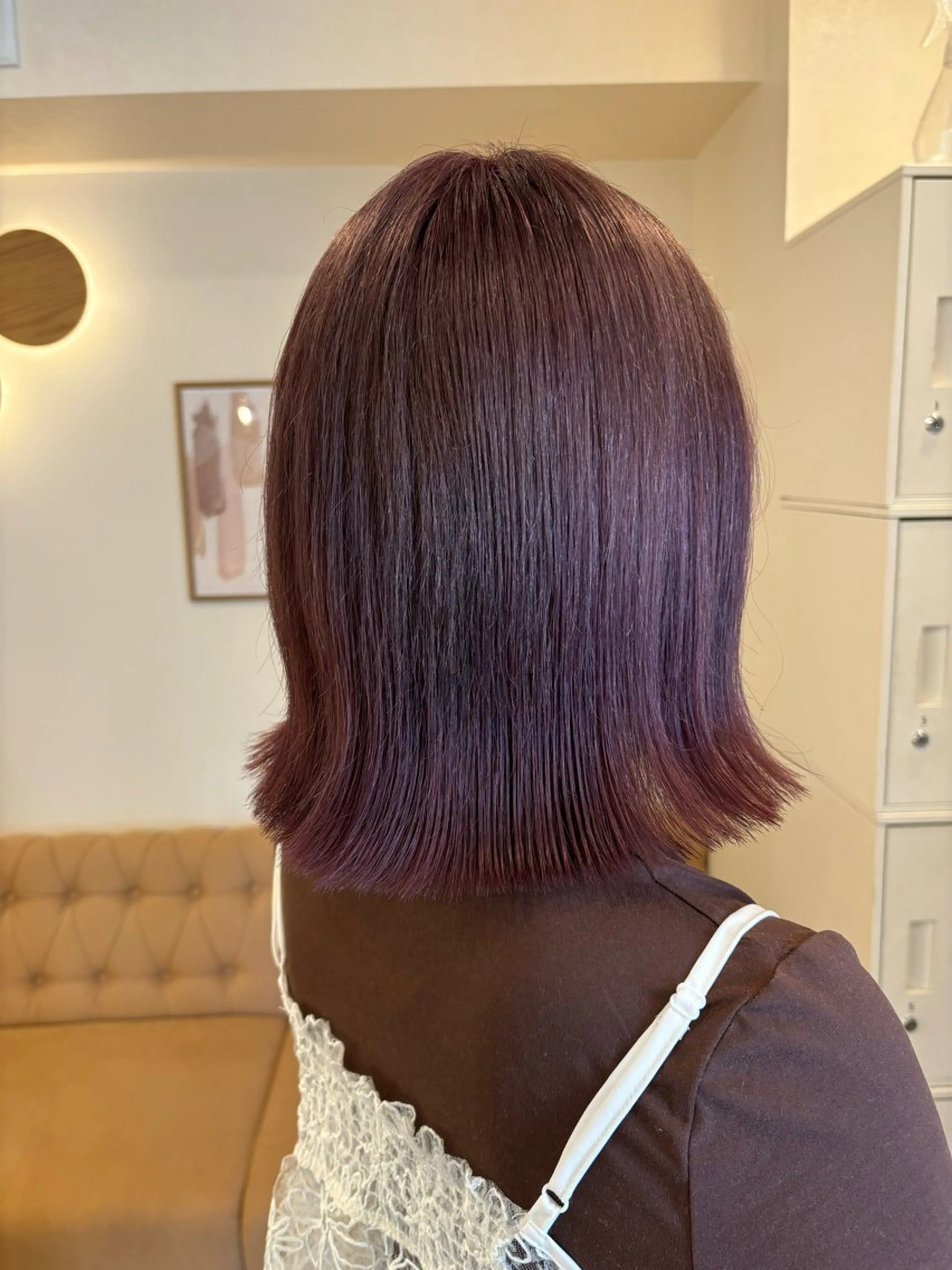 ミディアム カラー カット ヘアカラー トリートメント ミルクティ/ピンク/ レイヤー/yuriaのヘアスタイル