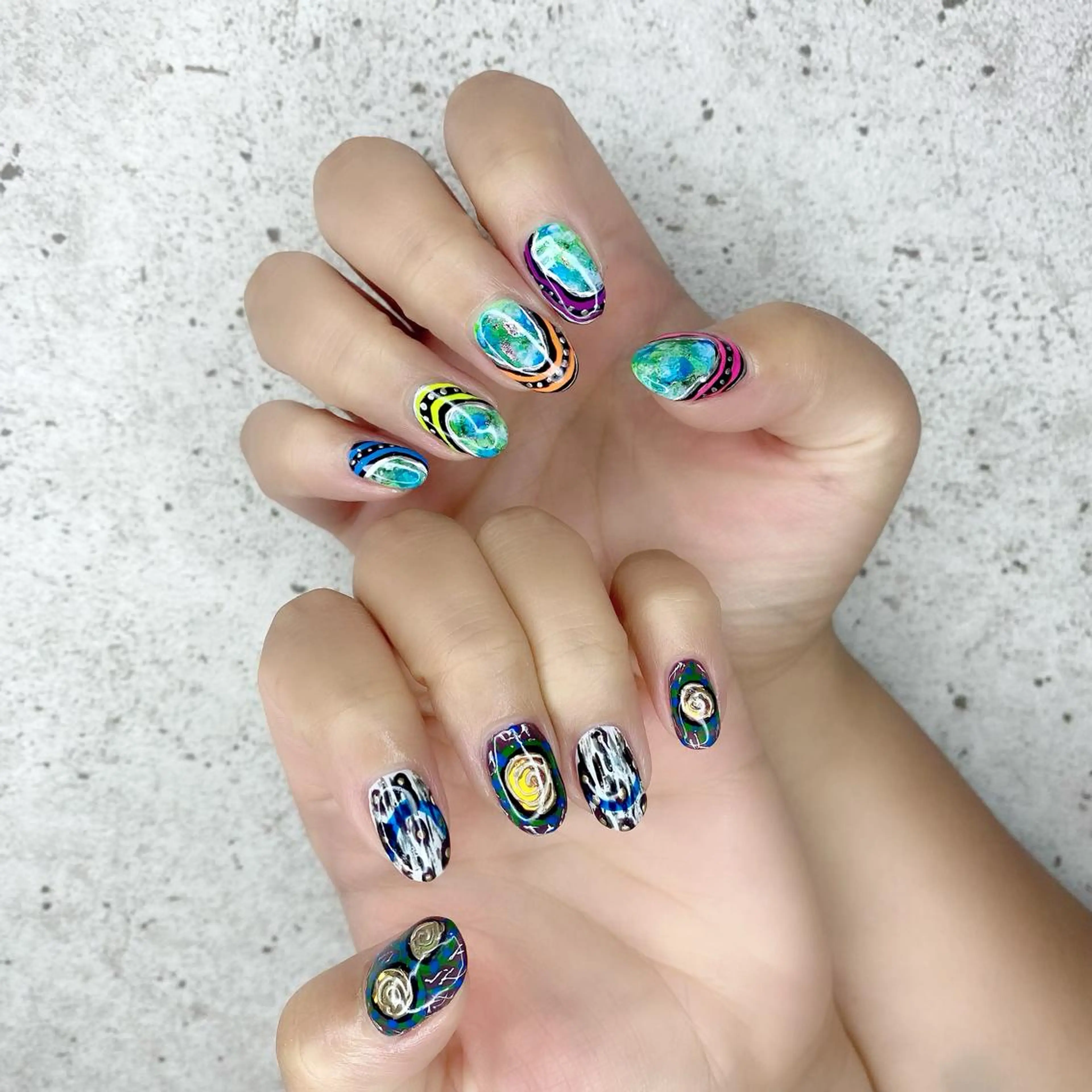 セミロング カラー パーマ ヘアアレンジ メンズ キッズ ネイル マツエク・マツパ アイブロウ メンズ韓国風 韓国風マツエク 韓国風ヘア アートネイル 韓国ネイル ハンドネイル Salon Ｋのネイルデザイン