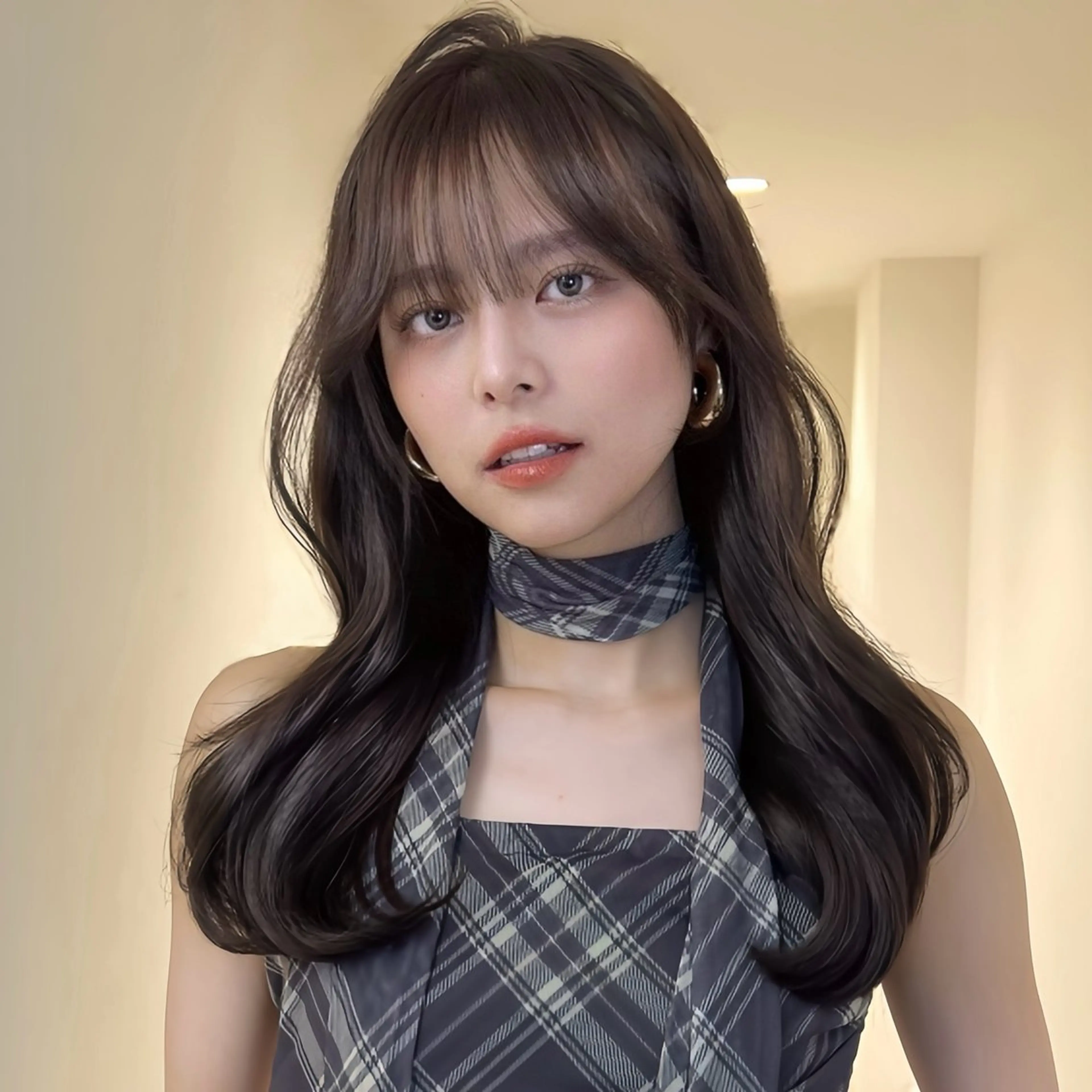 ロング 顔まわりレイヤー レイヤーカット 小顔カット カット ヘアカラー AI TOKYO　S所属・mizuki 【韓国レイヤー】のヘアスタイル