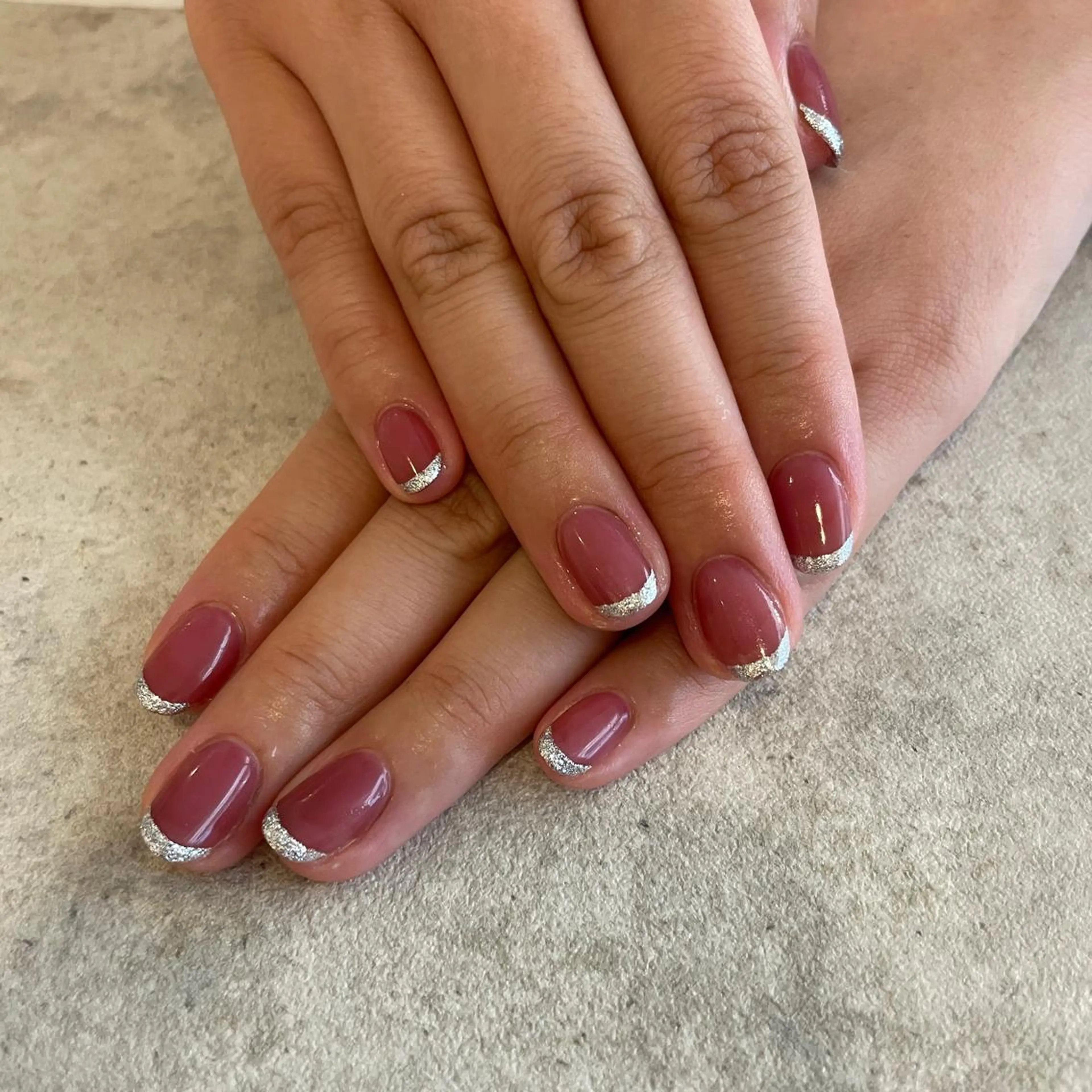 ネイル フレンチネイル ラメ(グリッター) mignon by CHERIM A.tのマツエク・マツパデザイン