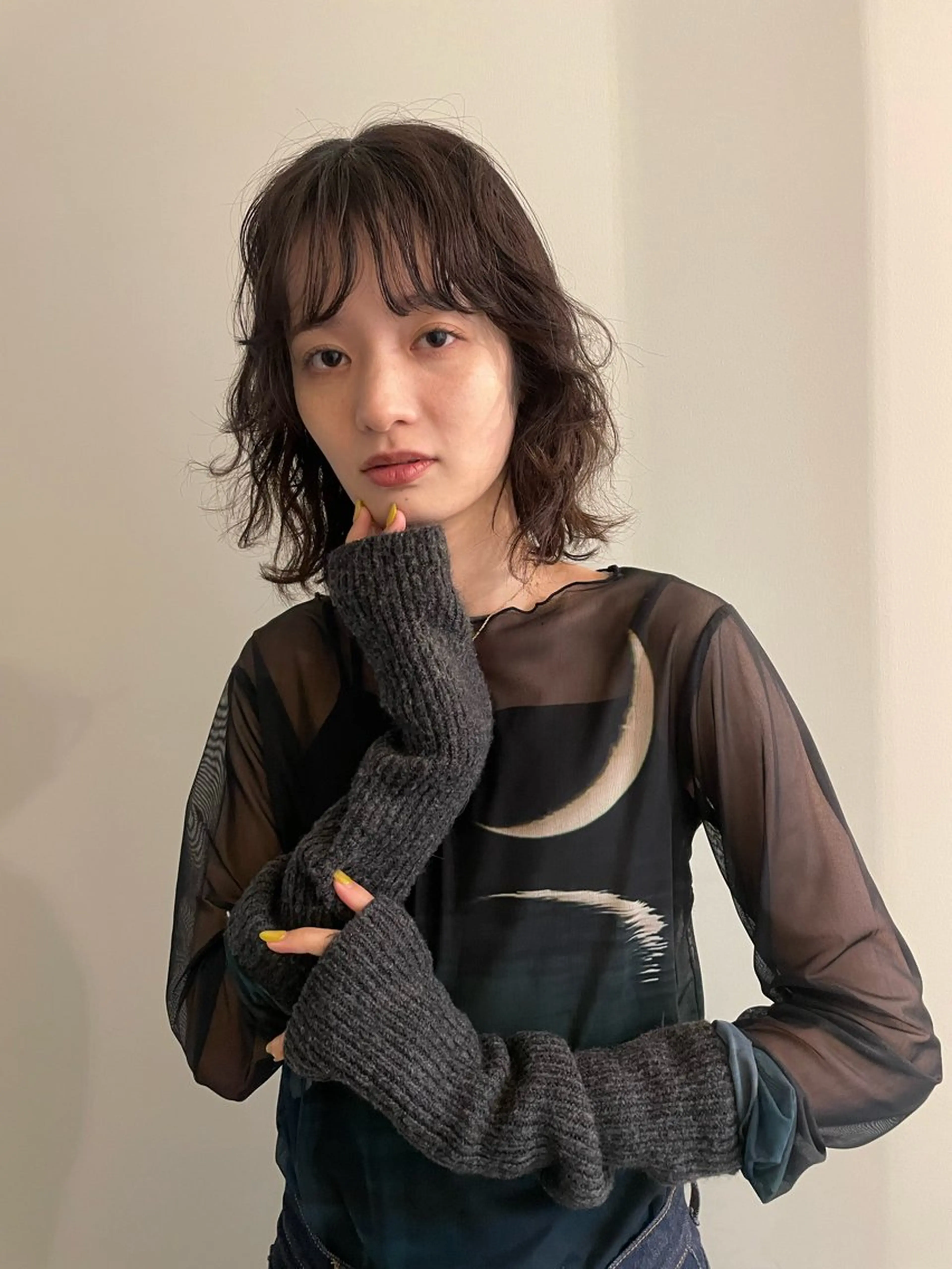 ミディアム カラー 渋谷 留菜のヘアスタイル