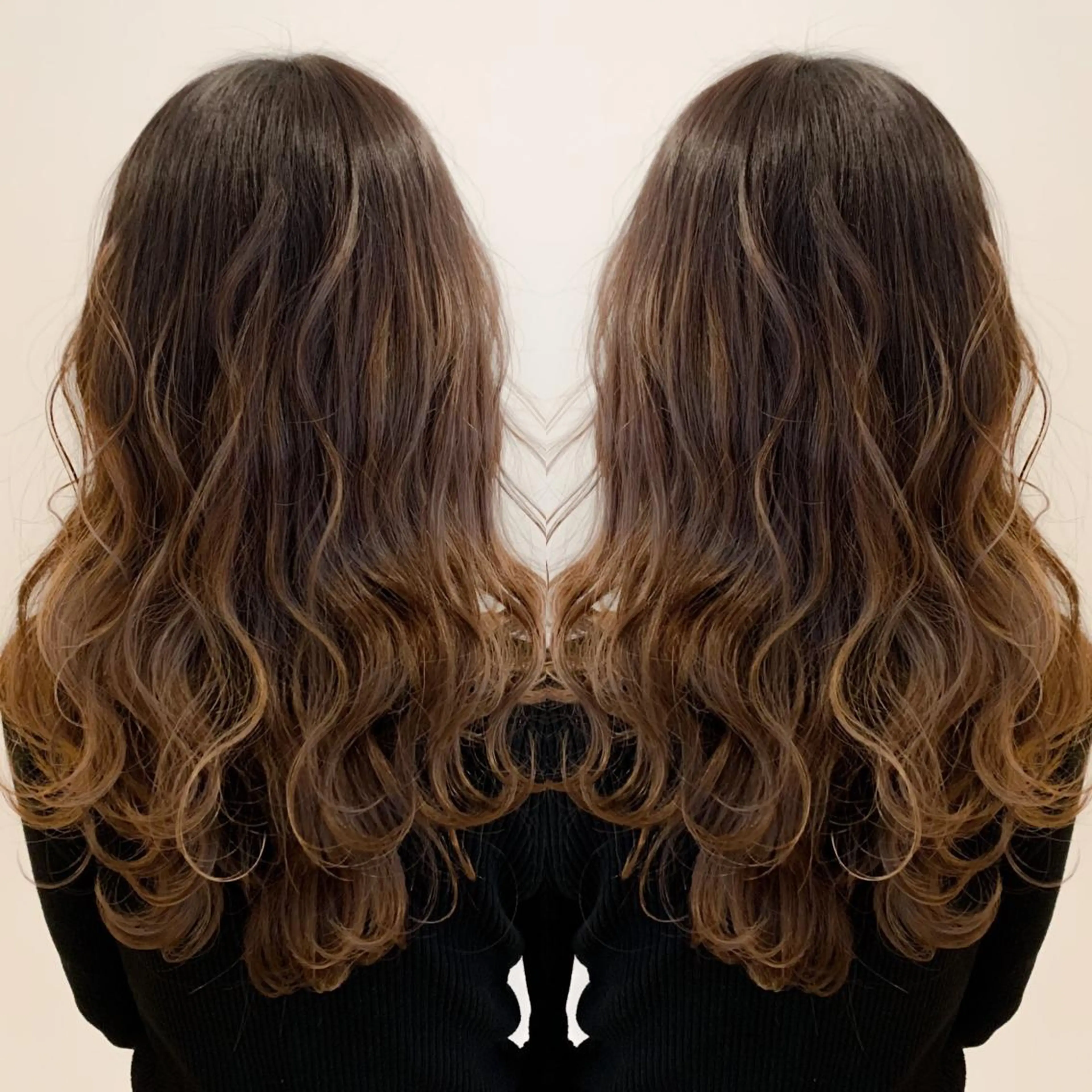 ロング カラー バレイヤージュ ブリーチ レイヤーカット 松戸　kiju オーナースタイリストのヘアスタイル