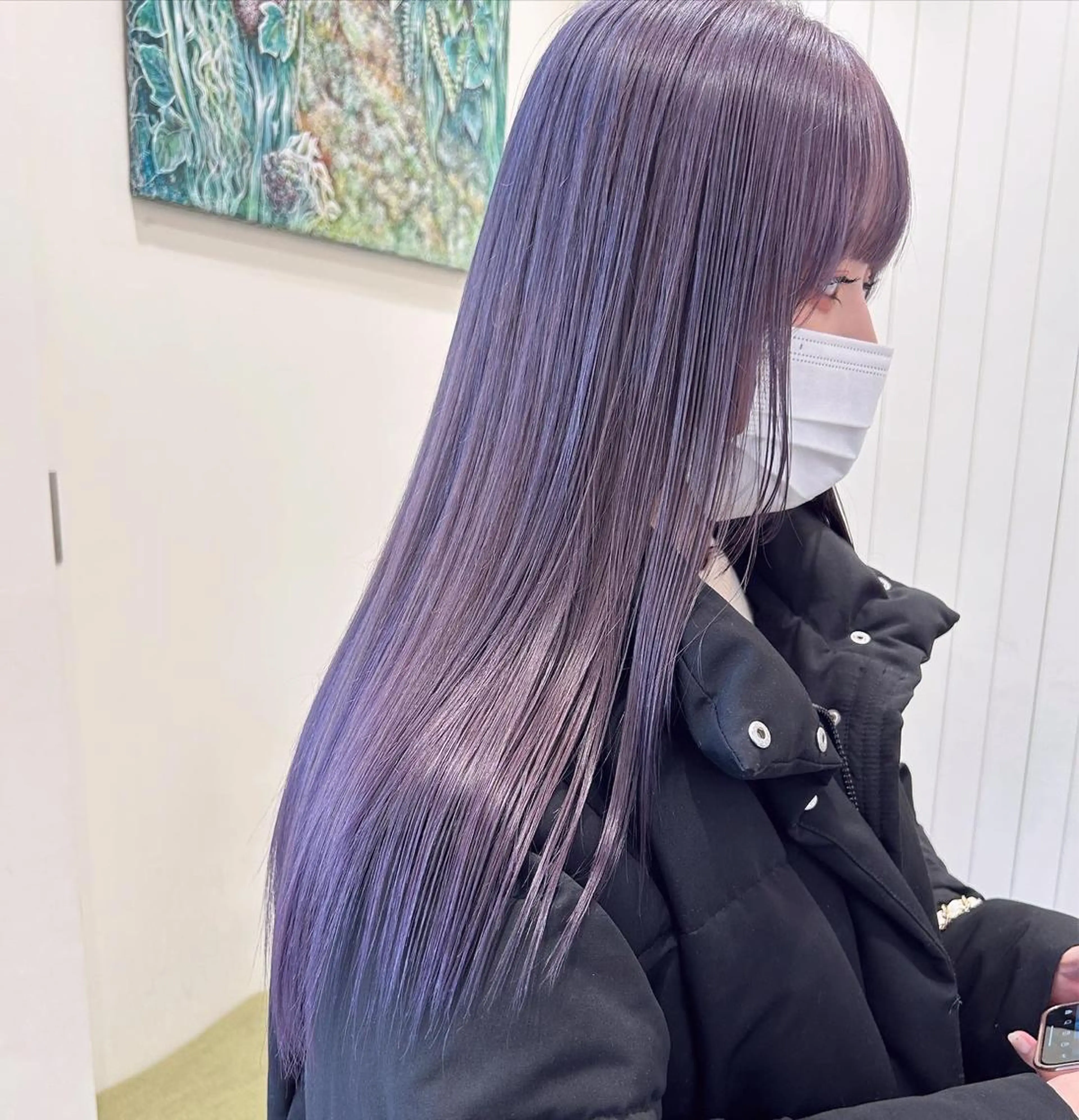 ロング カラー ブリーチ ケアブリーチ パープルカラー ヘアカラー トリートメント ケアブリーチ 坪井佑樹のヘアスタイル