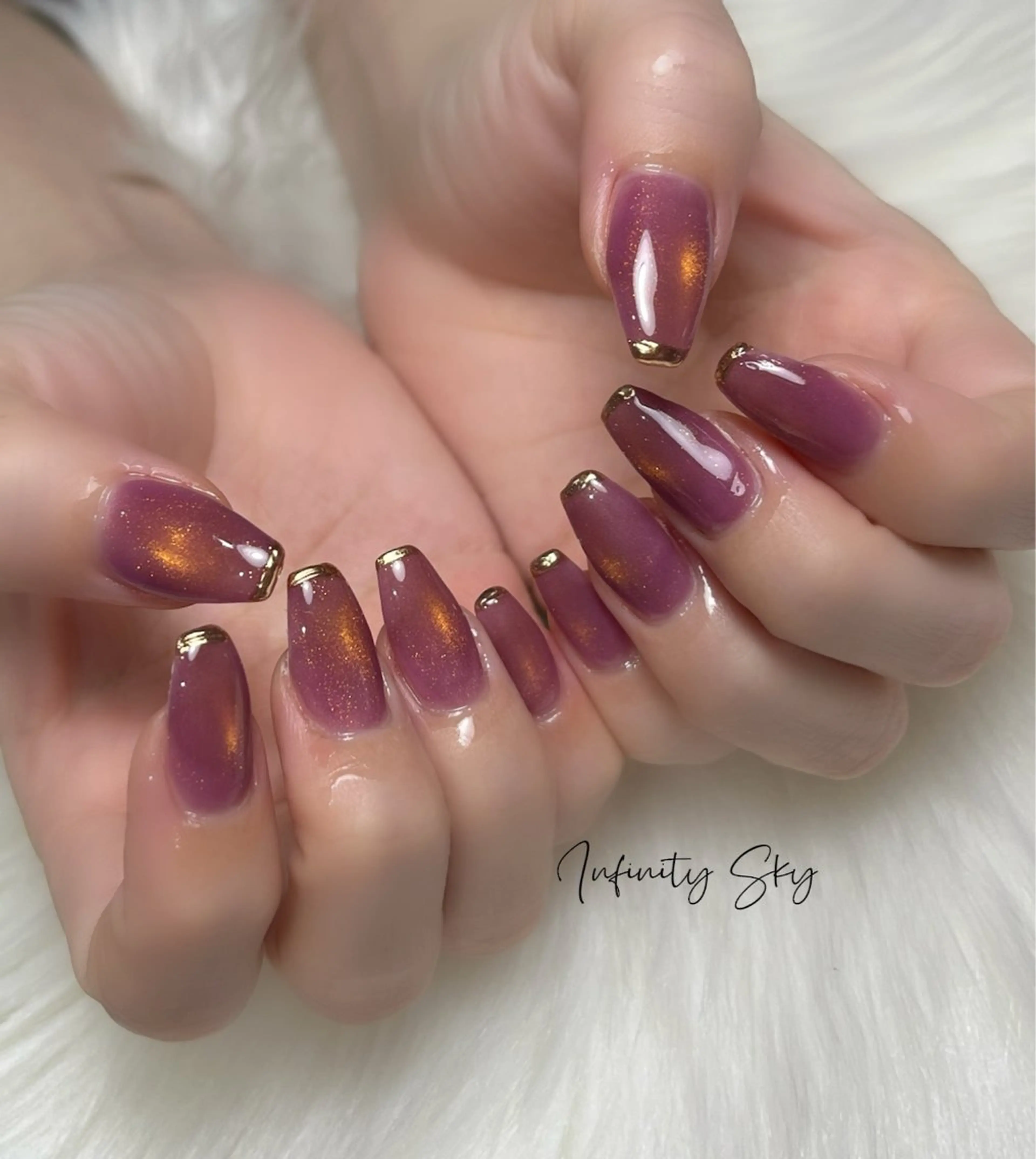 ネイル アートネイル マグネットネイル ミラーネイル ピンク 春ネイル infinity skyのネイルデザイン