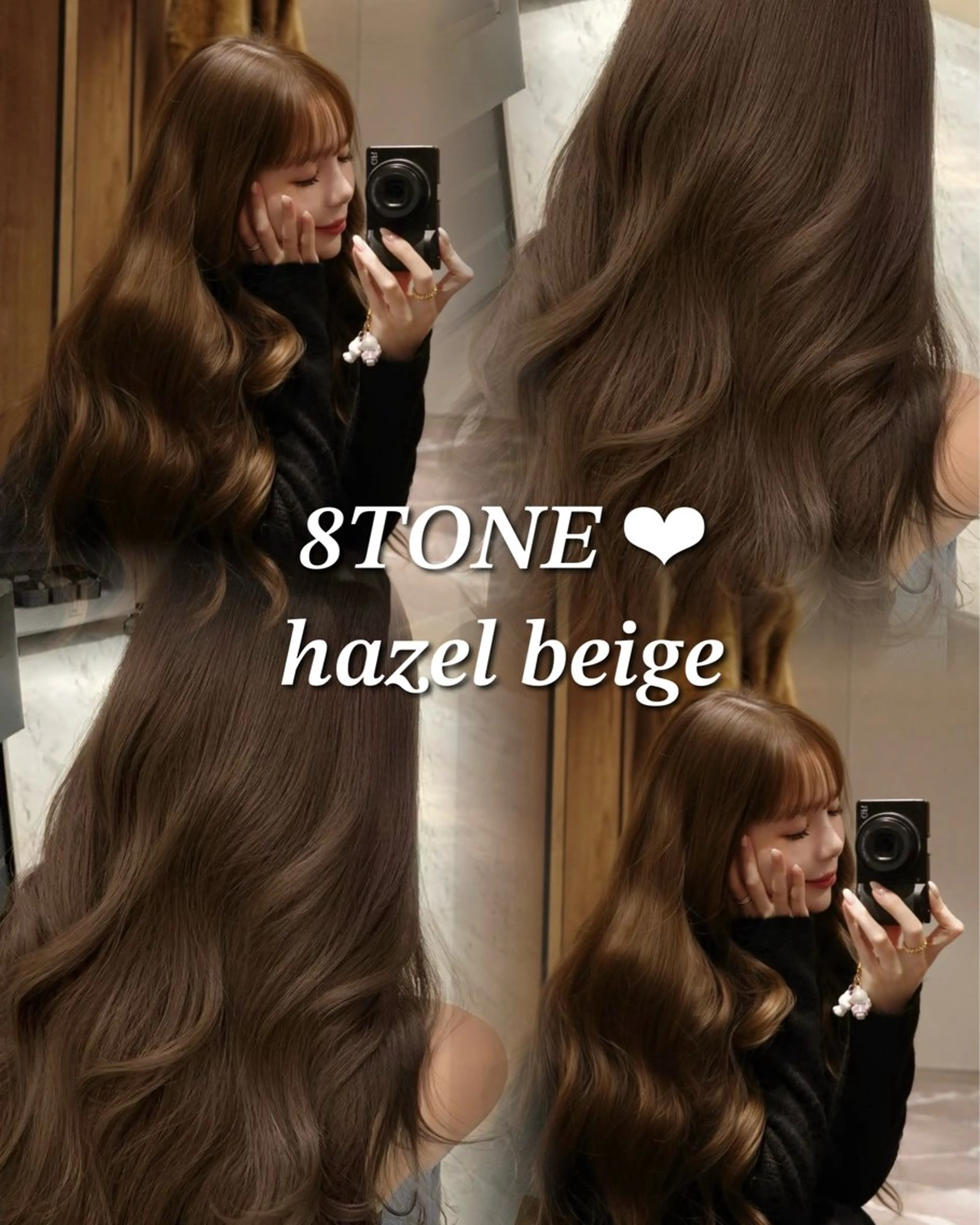 セミロング カラー ヘアアレンジ ベージュカラー ブリーチ ヘーゼル ミルクティーベージュ ブリーチなしカラー ヘアカラー トリートメント ヘッドスパ ヘアセット 艶カラー の達人のヘアスタイル