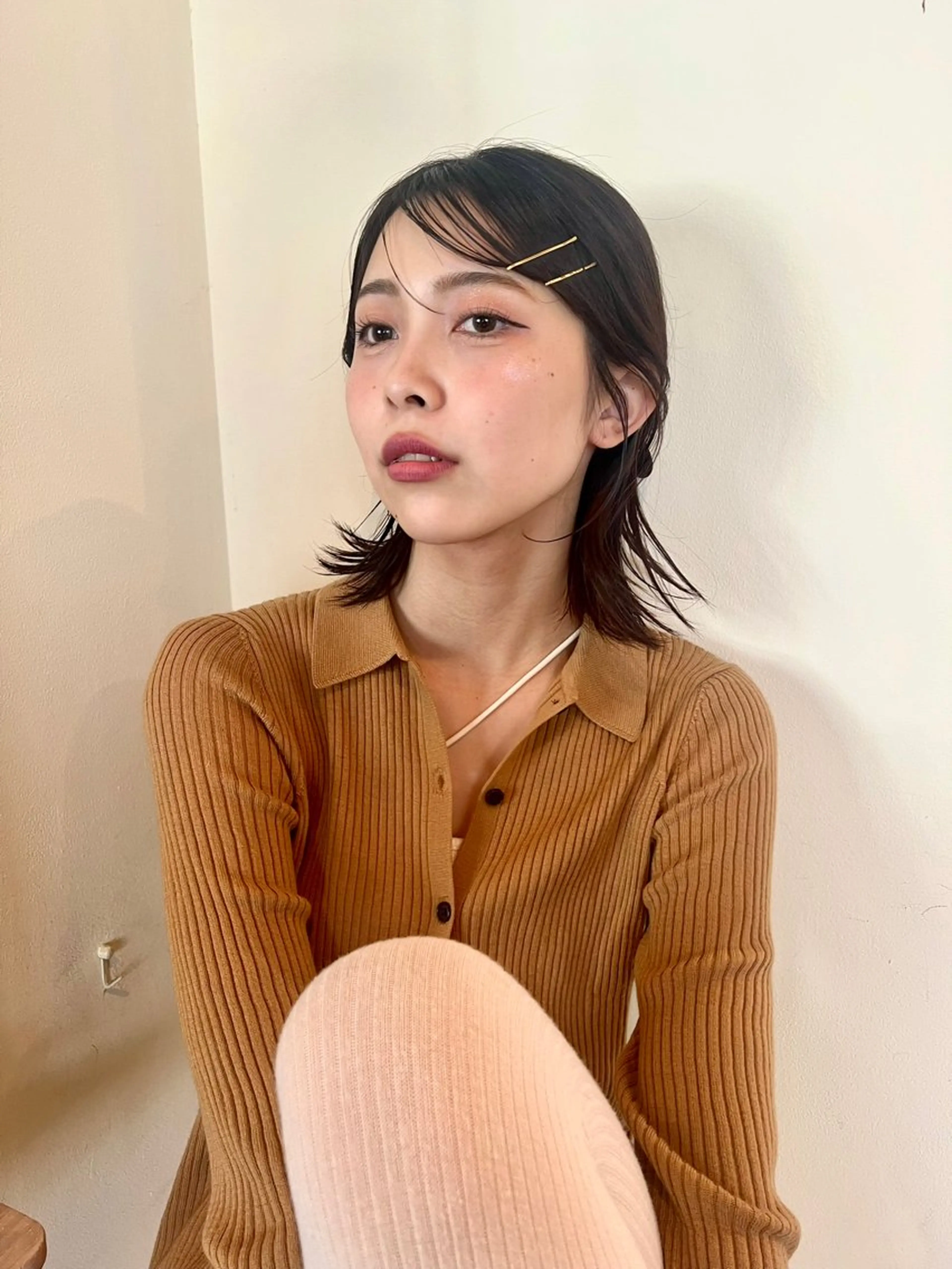 ミディアム ヘアアレンジ センターパート/ 暖色カラーayuのヘアスタイル