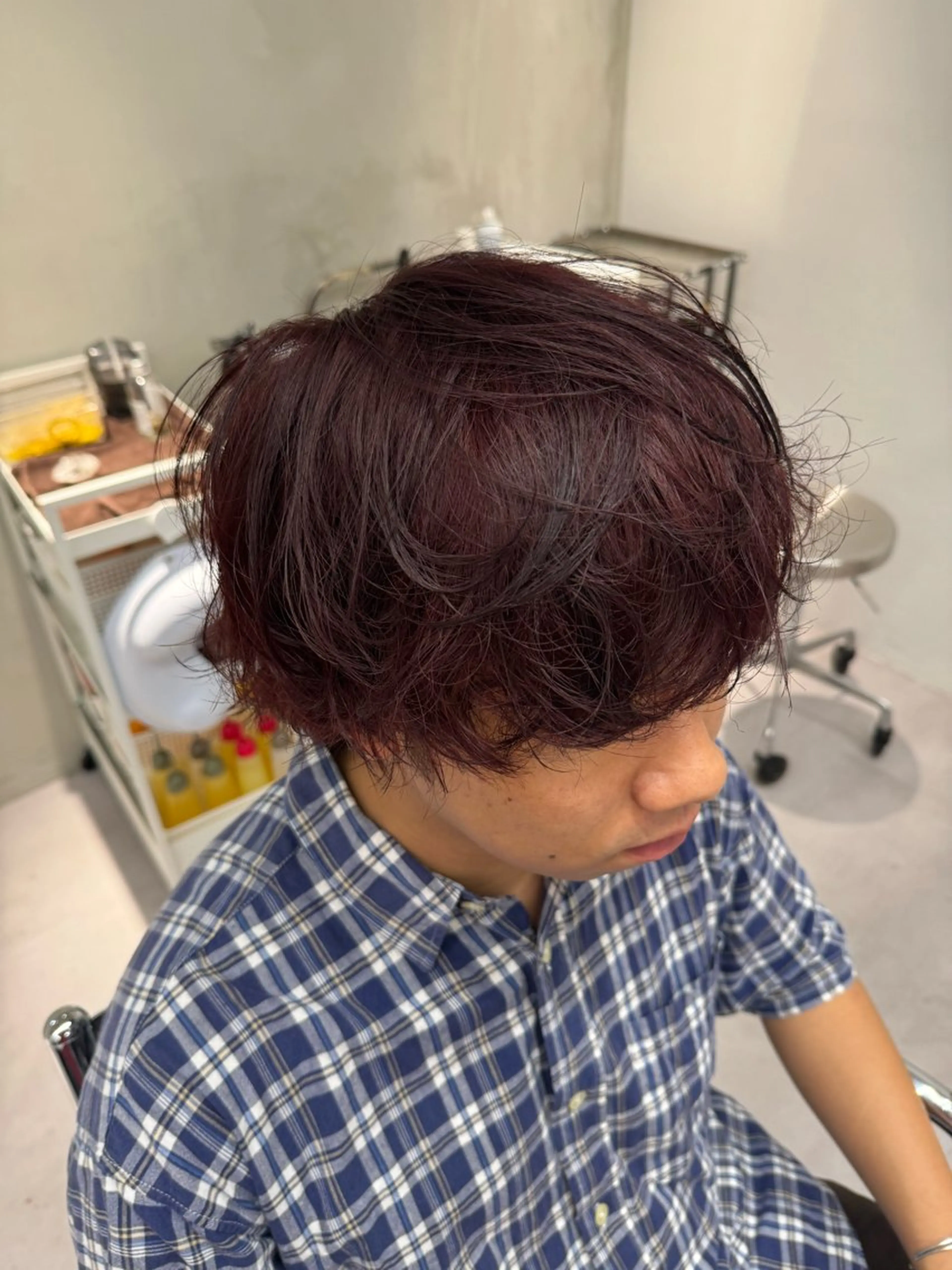 カラー パーマ メンズ レッドカラー ブリーチ/パーマ特化 片平和寿のヘアスタイル