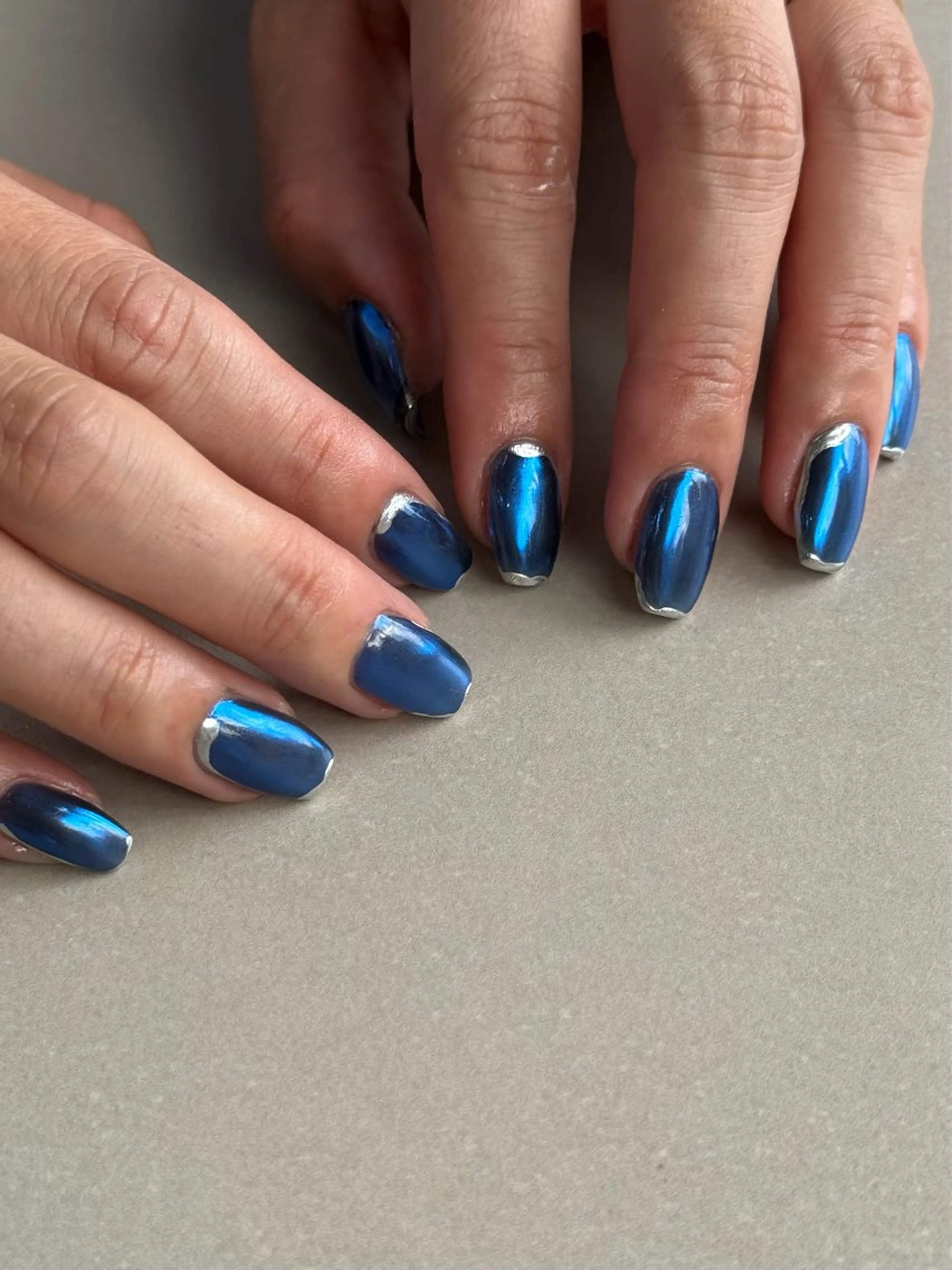 ネイル ブルー ミラーネイル MISATO ネイリスト福岡/薬院のネイルデザイン