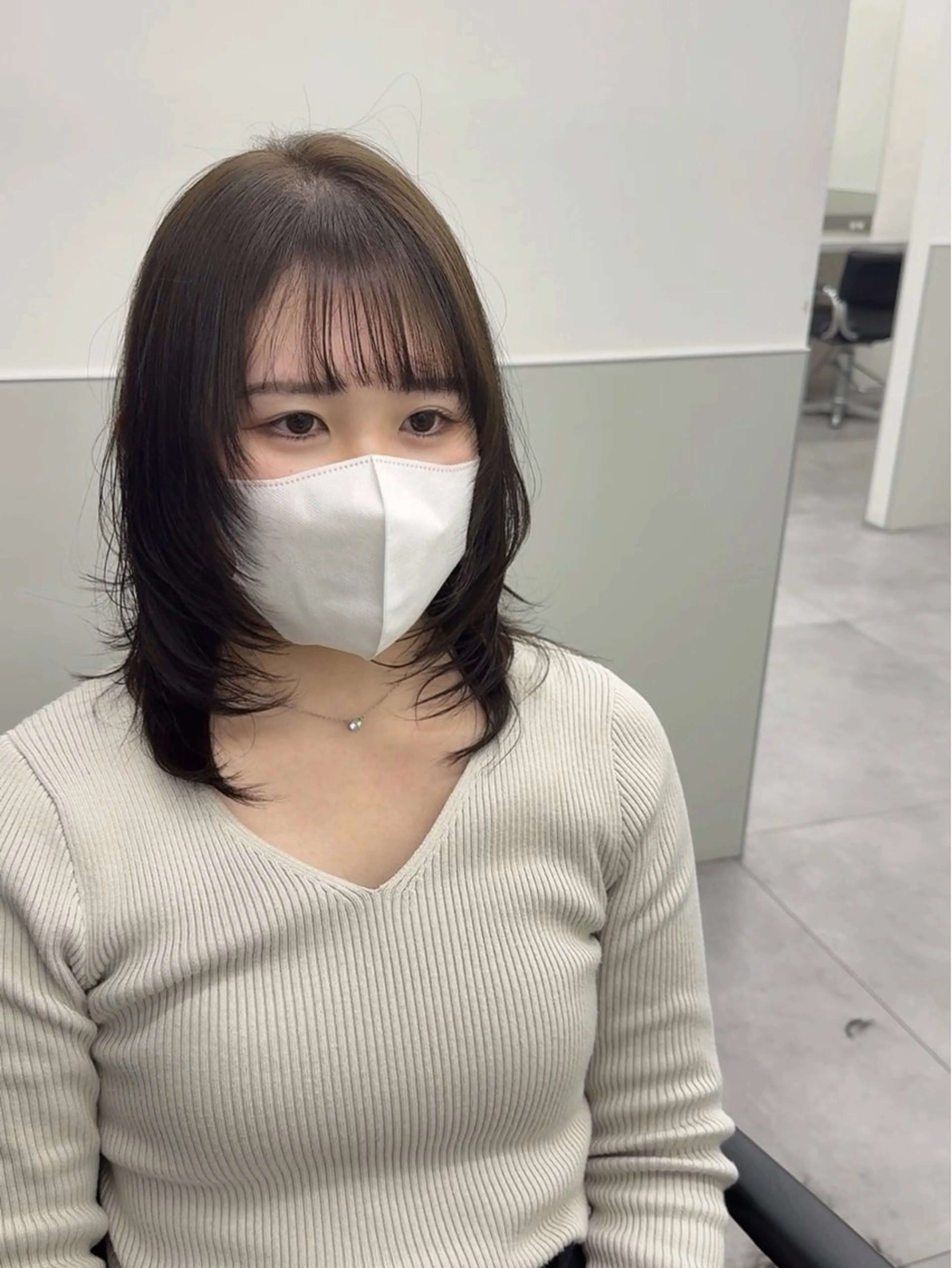 セミロング カラー 黒髪 ブルーカラー ブルーブラック ハッシュカット カット ヘアカラー トリートメント GO TODAY シェアサロン 町田店所属・韓国ヘア🇰🇷 スズキのヘアスタイル