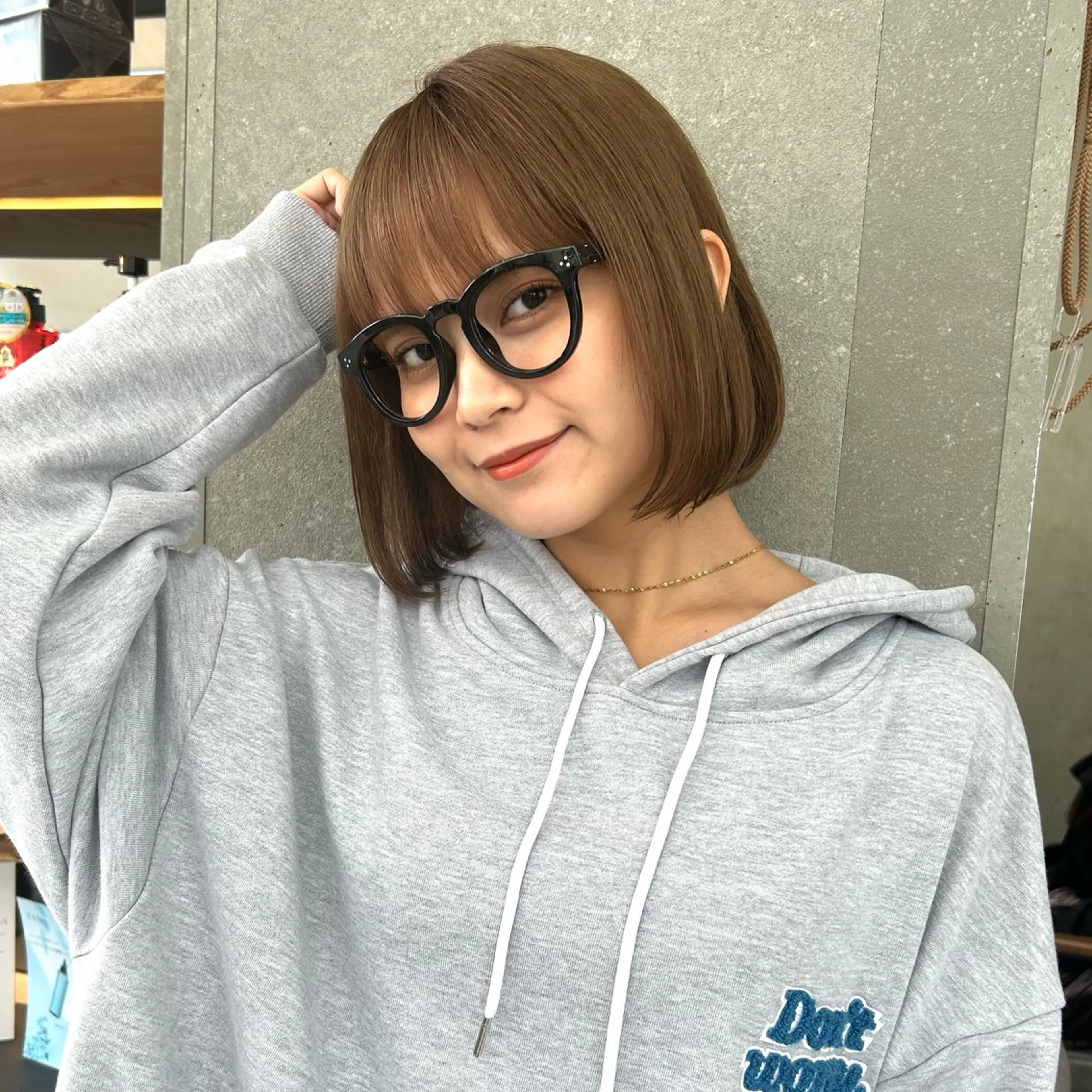 ミディアム ボブ カット ヘアカラー トリートメント ボブ/くびれボブ/ 髪質改善/Ru-kaのヘアスタイル