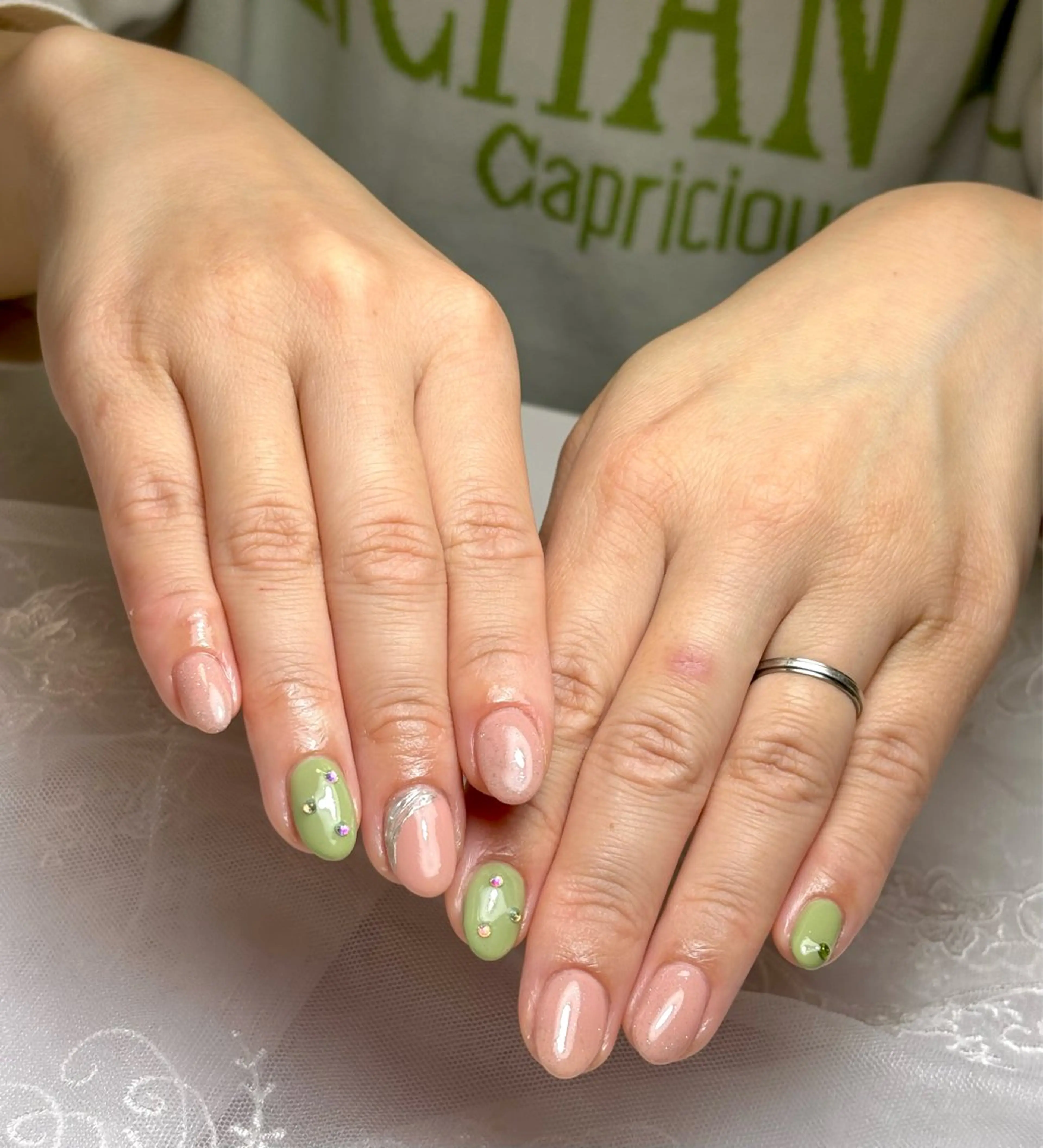 ネイル 長さ出し 春ネイル ハンドネイル Belle　ネイル＆ ホワイトニングサロンのネイルデザイン