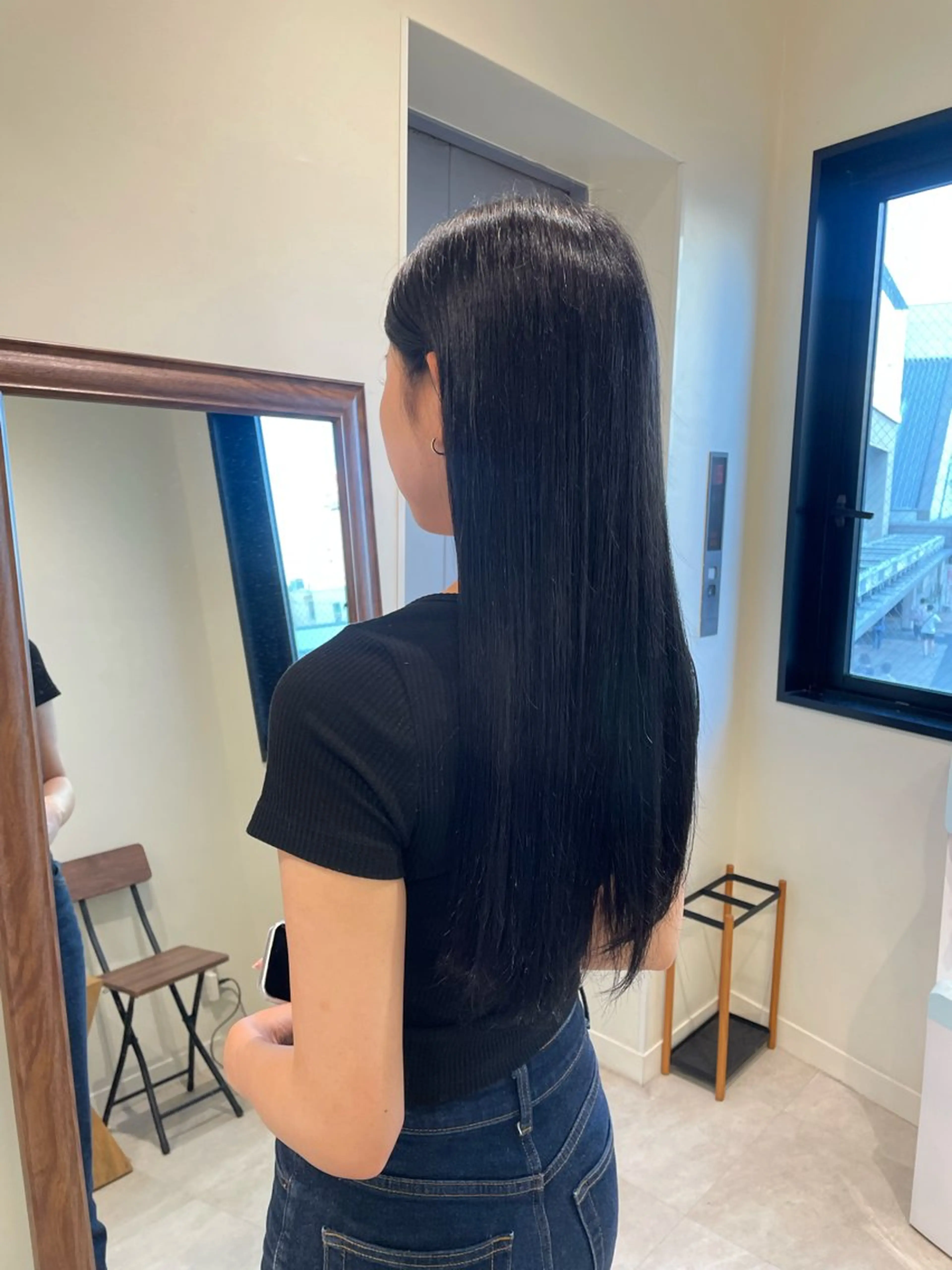 ロング カラー 黒髪 ブルーカラー ブルーブラック 髪質改善/暗髪カラー ヘアアレンジ/ｽﾐﾚのヘアスタイル