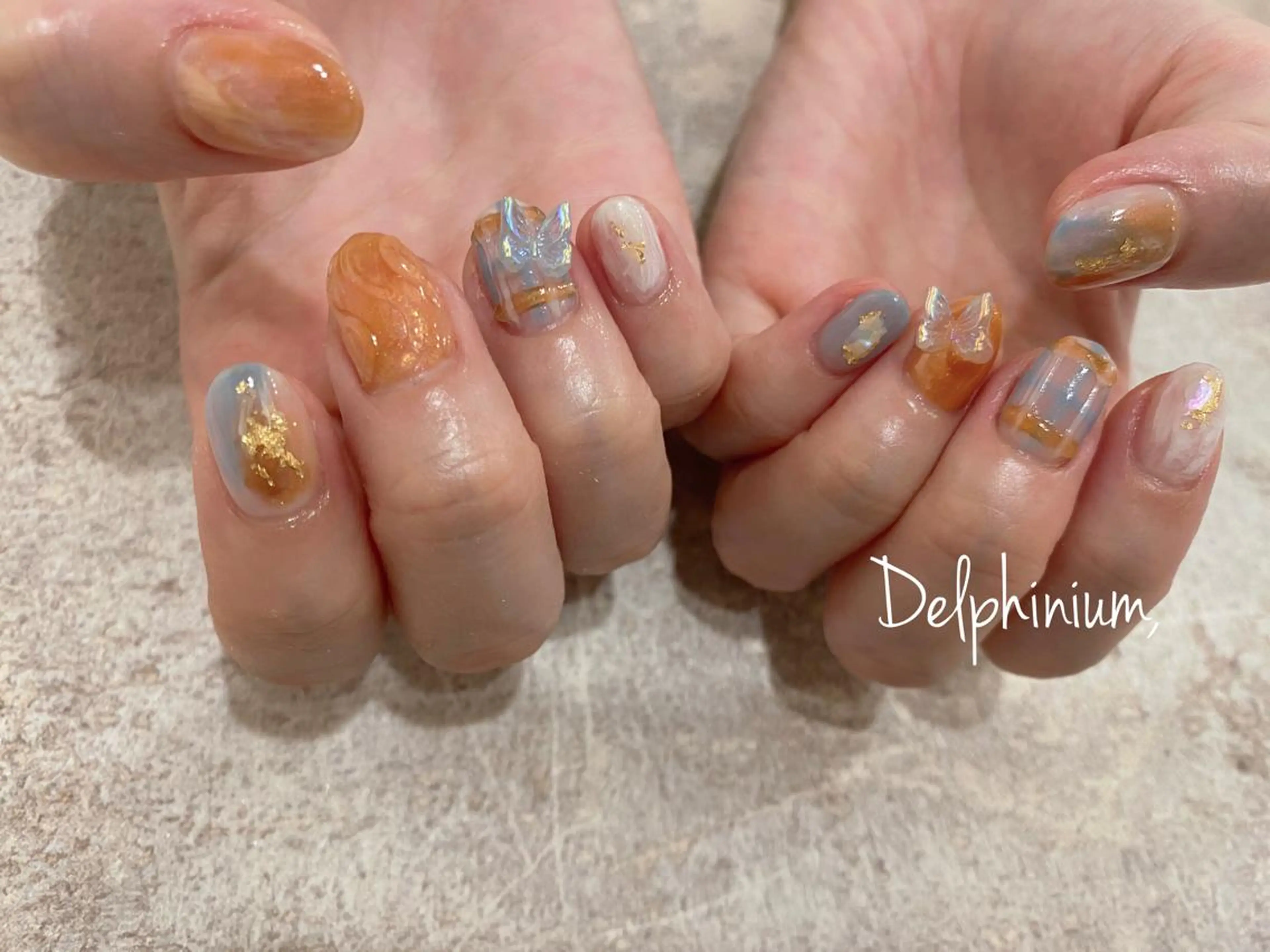 ネイル アートネイル ジェルネイル ミラーネイル 持ち込み パラジェル ハンドネイル 岡本 友恵のネイルデザイン