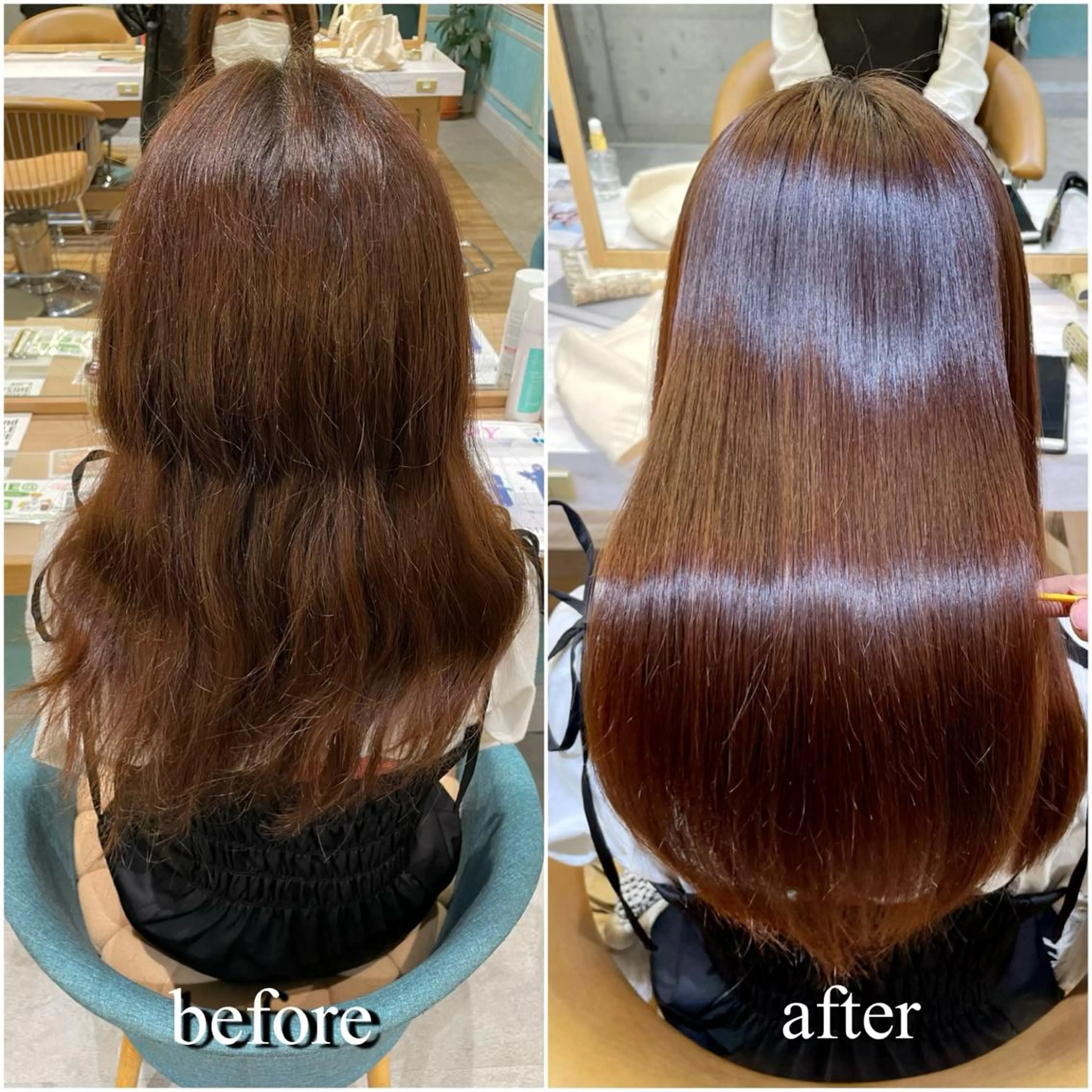 セミロング カット 縮毛矯正 トリートメント 縮毛矯正 髪質改善 韓国風レイヤー 吉田のヘアスタイル