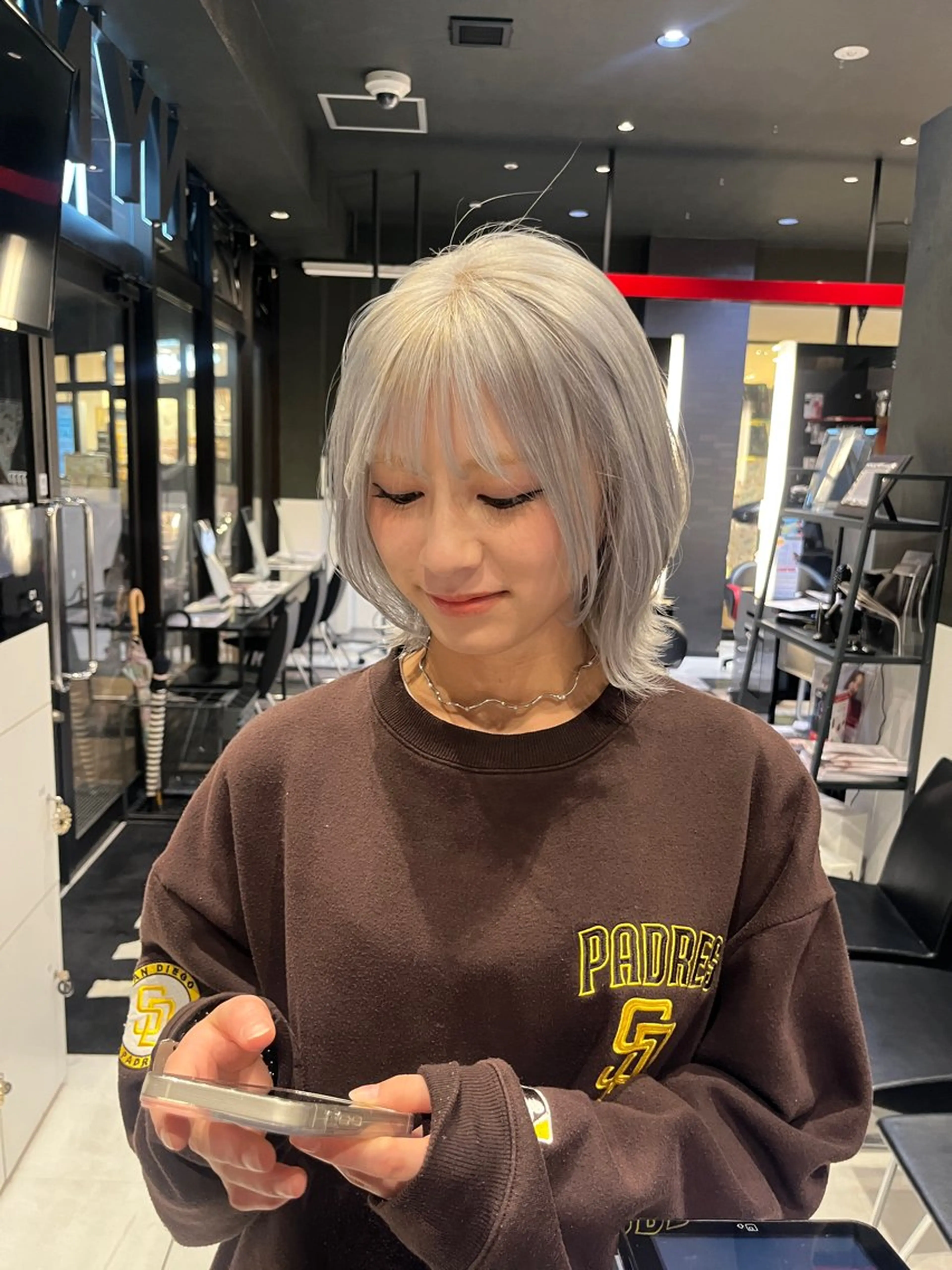 ミディアム カット ヘアカラー ボブパーマ/レイヤー カット/KINAMIのヘアスタイル