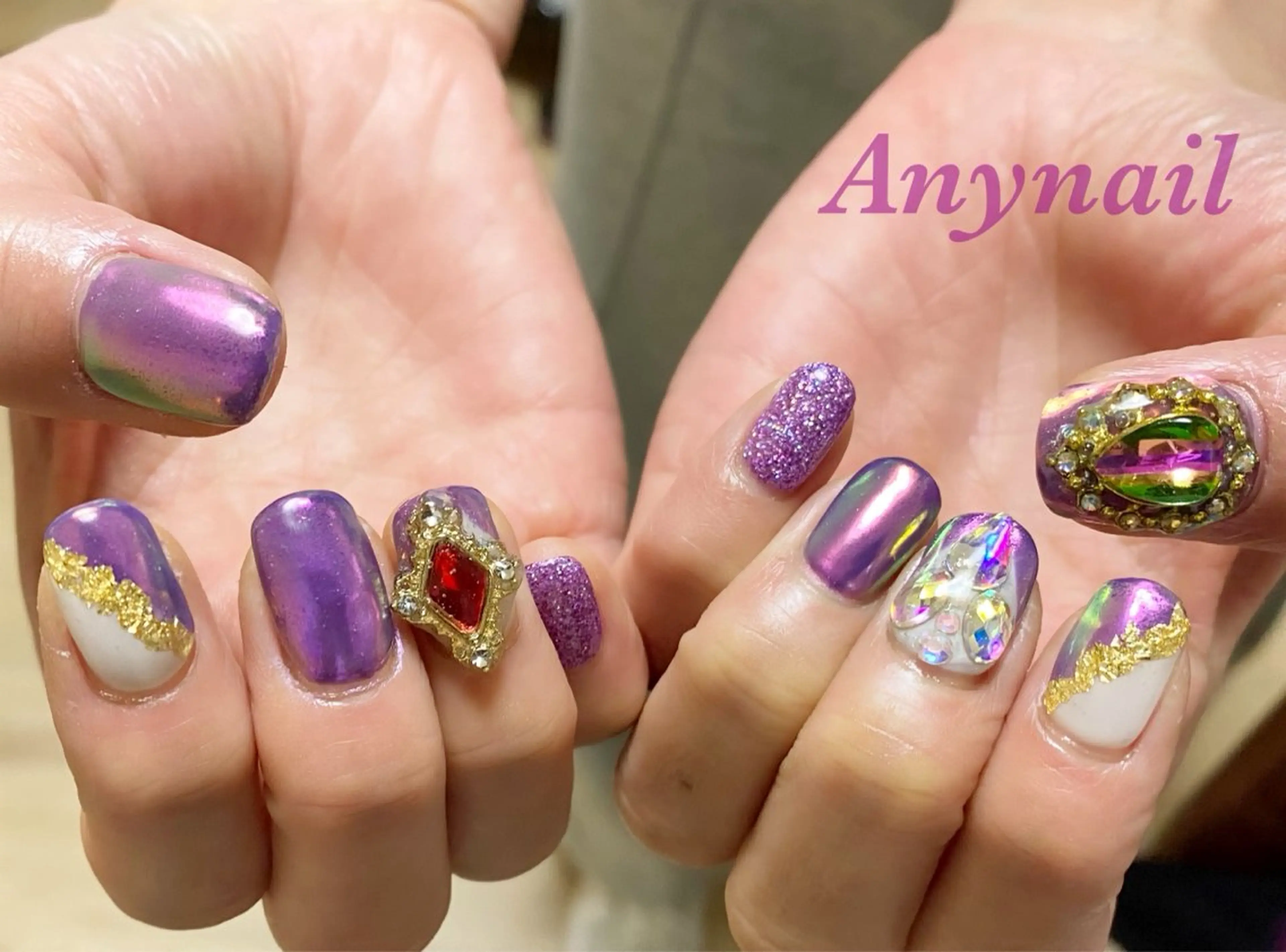 ネイル オーロラネイル ブルー パープル ハンドネイル 岩澤 恵子のネイルデザイン