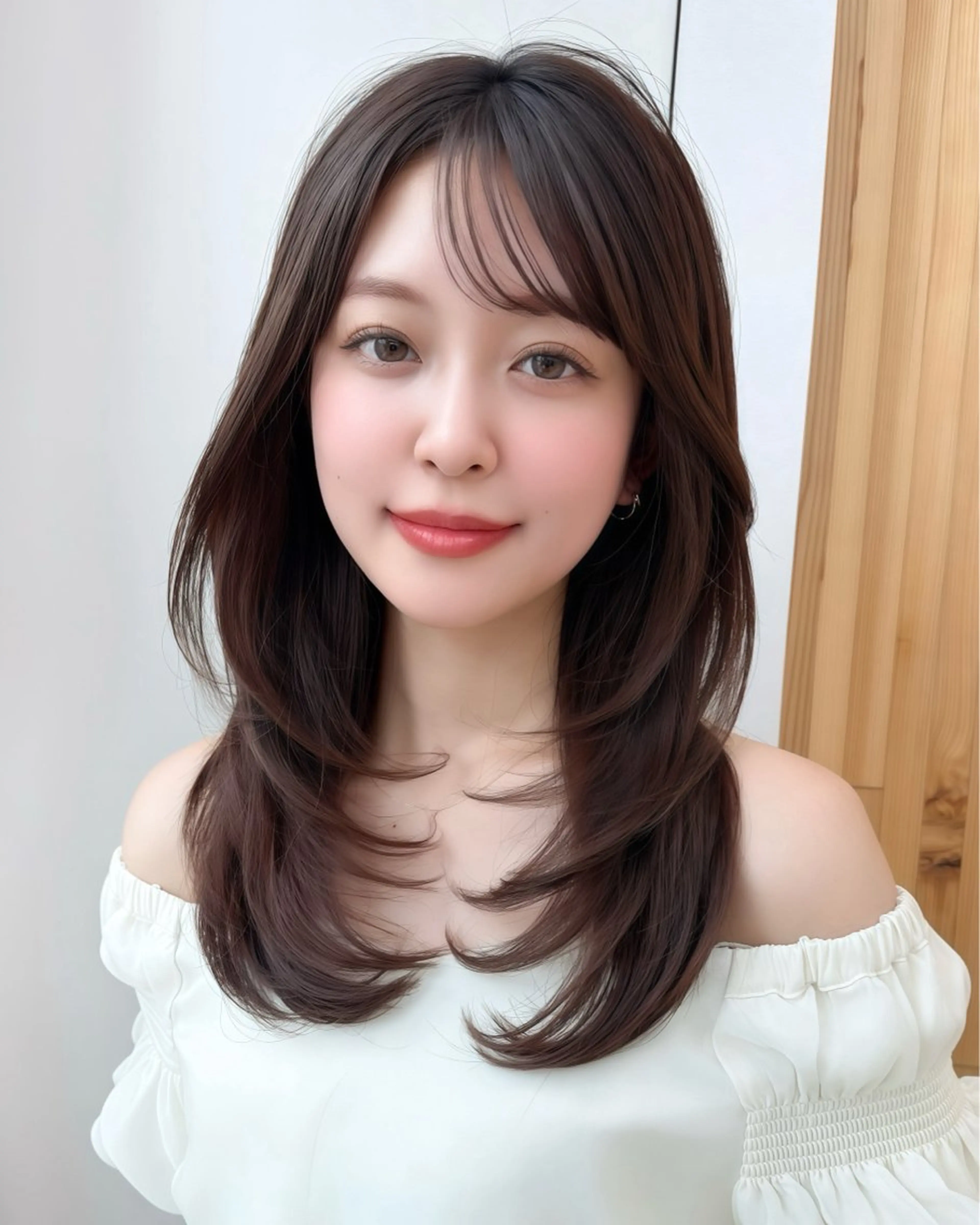 セミロング カラー 透明感カラー 顔周りカット レイヤーカット 似合わせカット 小顔カット 顔周り/透明感カラー /似合わせ/難波雄雅のヘアスタイル