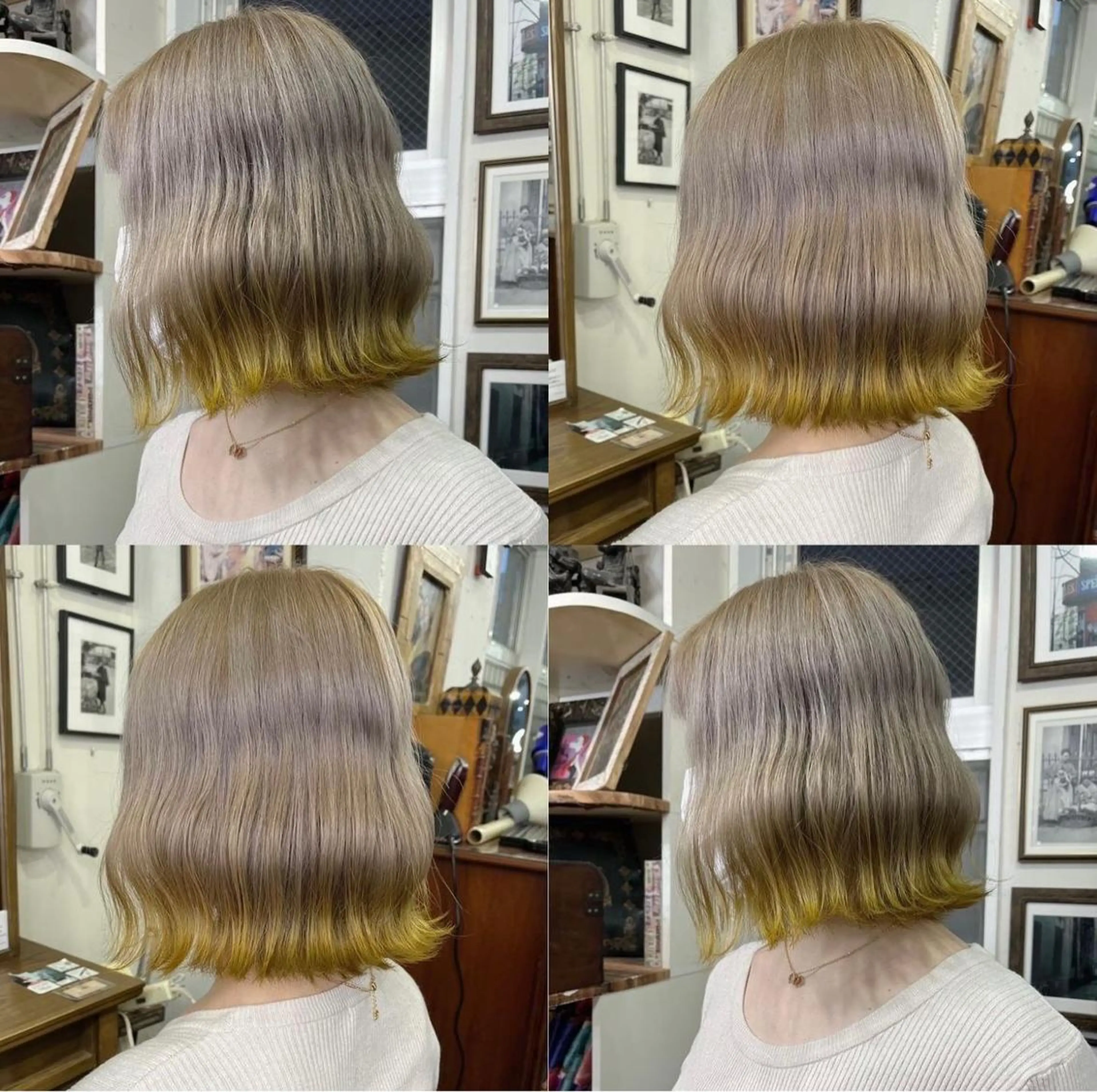 ミディアム カラー カット ヘアカラー トリートメント モモカ/ハイトーン /バレイヤージュのヘアスタイル