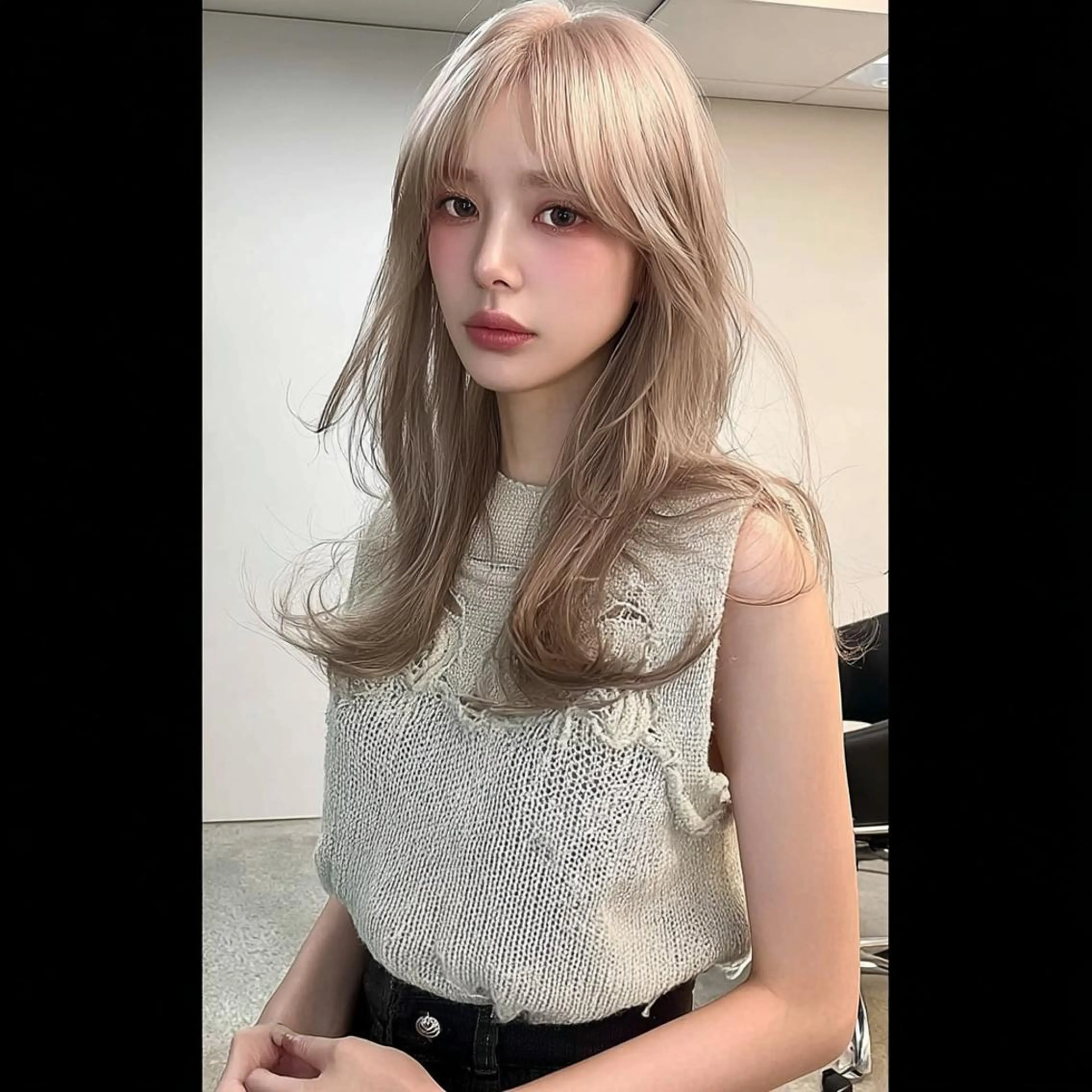 ロング ボブ 顔まわりレイヤー 髪質改善 韓国風ヘア レイヤーカット カット ヘアカラー 髪質改善／縮毛矯正 👑水町幸基のヘアスタイル