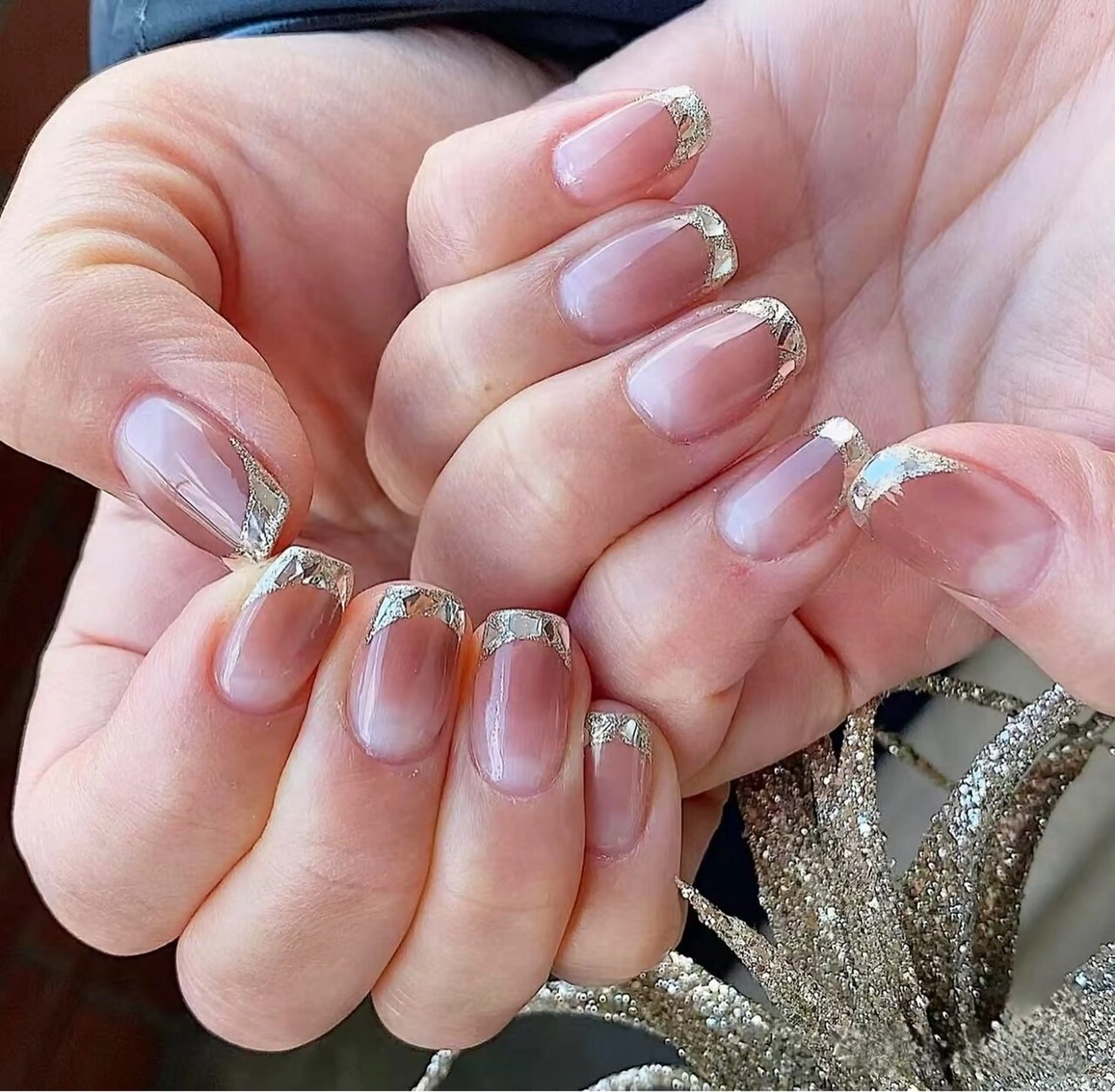 NEW!【Hand】SNS大人気ガラスフレンチ、ミラーフレンチの写真