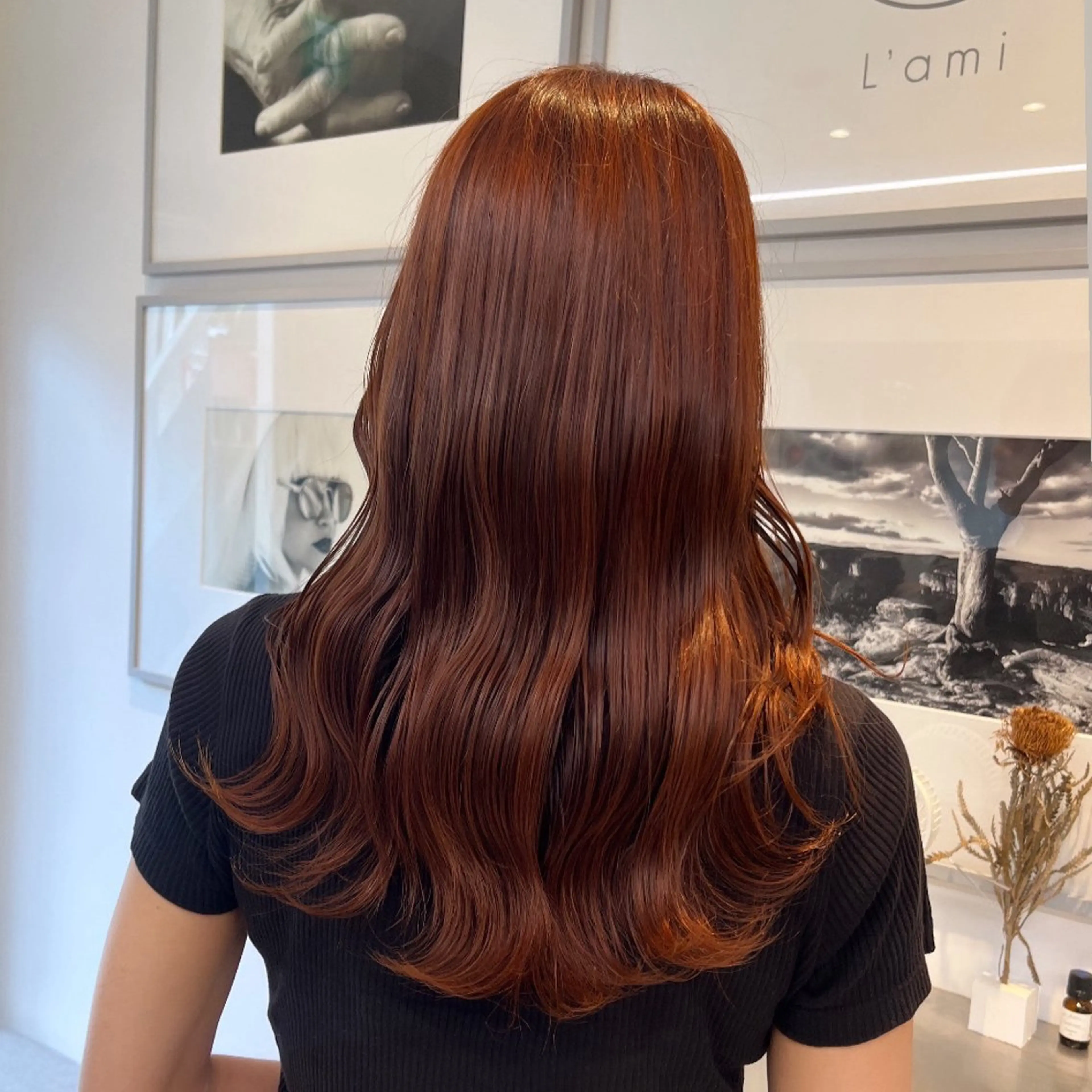 セミロング カラー ベージュカラー ブラウンカラー オレンジ オレンジベージュ オレンジブラウン ヘアカラー トリートメント ヘッドスパ ヘアセット カジュアルを女っぽく 𝗮𝘆𝗮𝗰𝗼のヘアスタイル