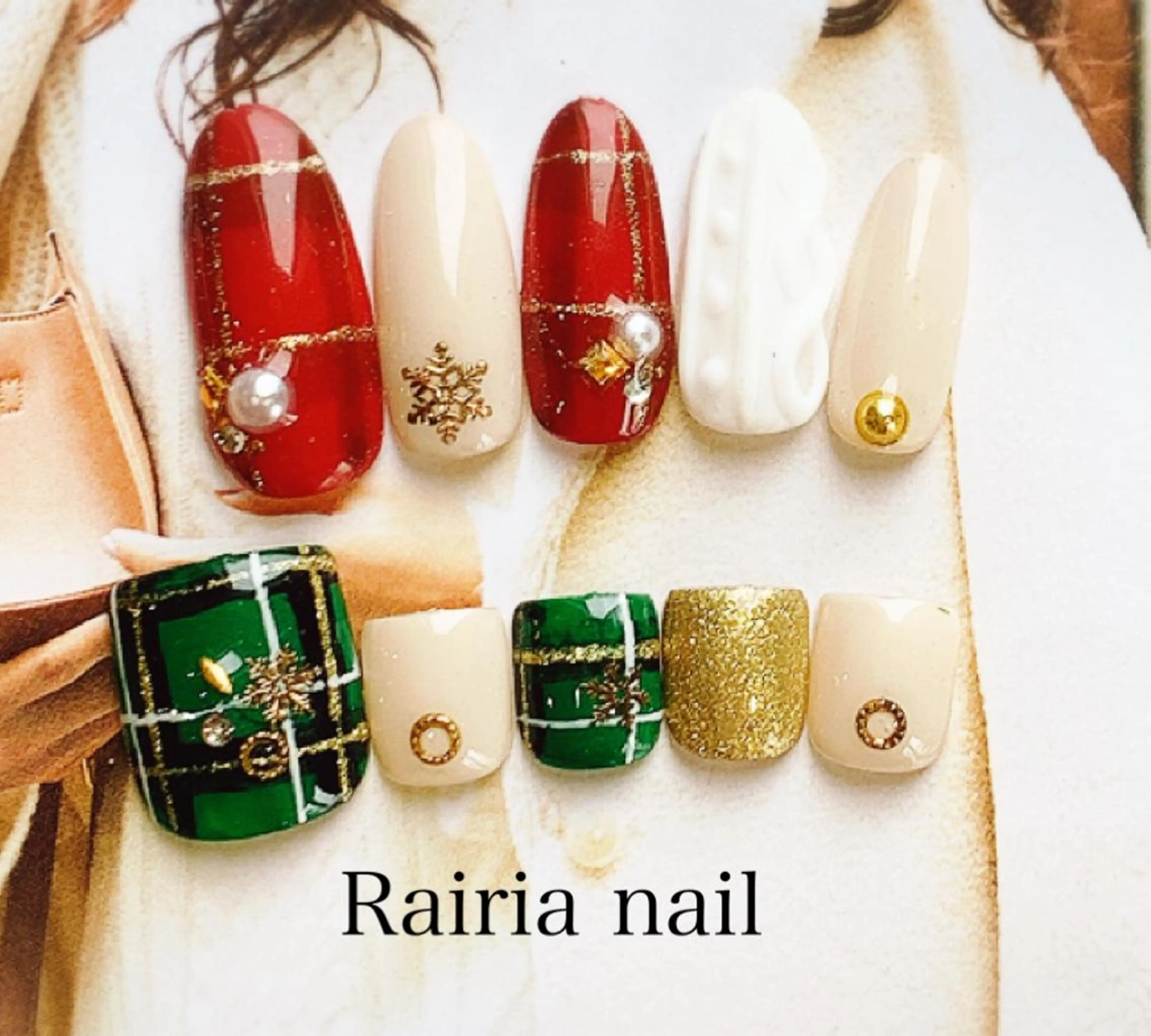 ネイル アートネイル ジェルネイル パラジェル 冬ネイル Rairia nail本八幡店のネイルデザイン