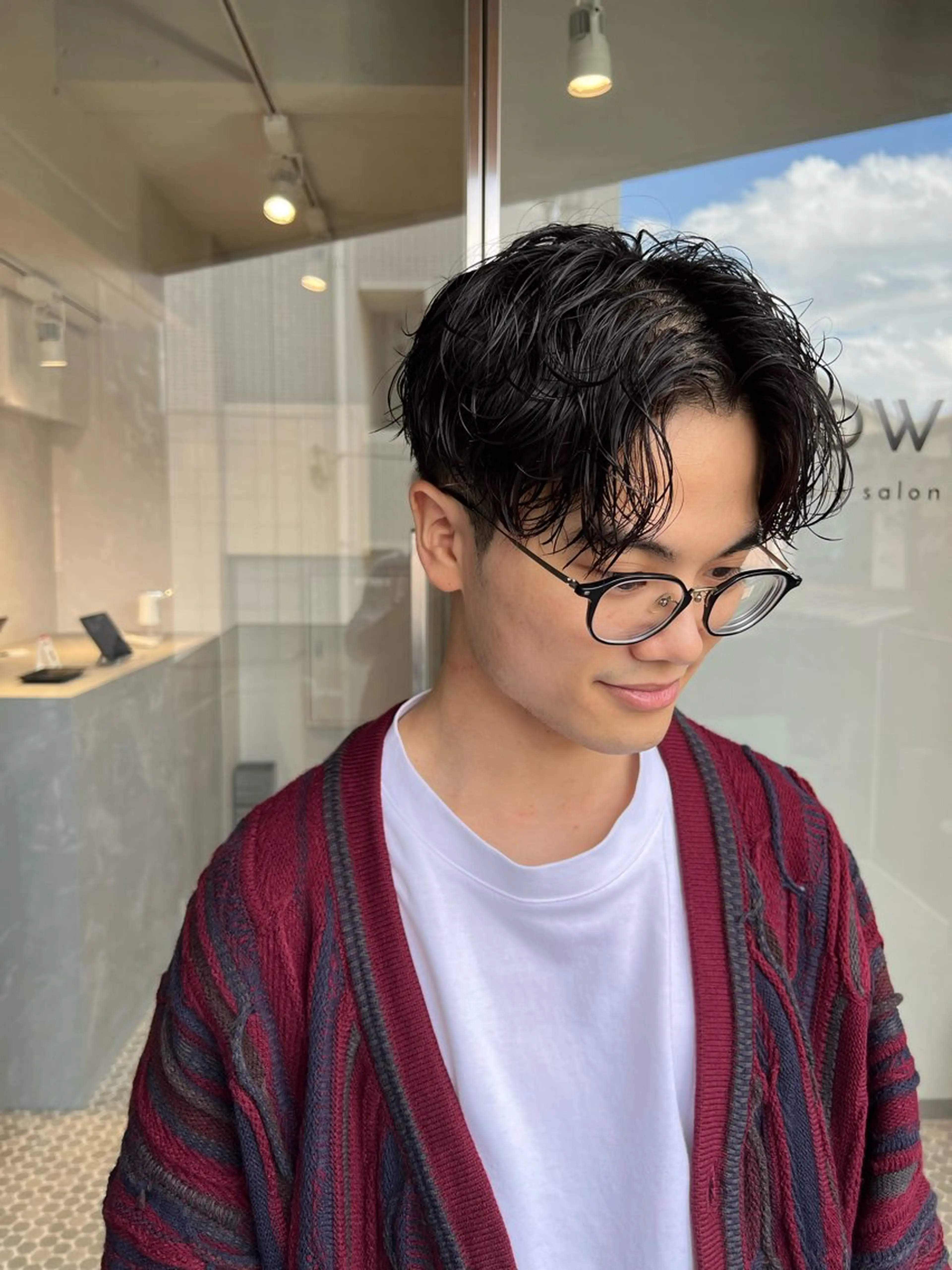 ショート パーマ メンズ センターパート メンズパーマ ニュアンスパーマ 樋野 亮のヘアスタイル