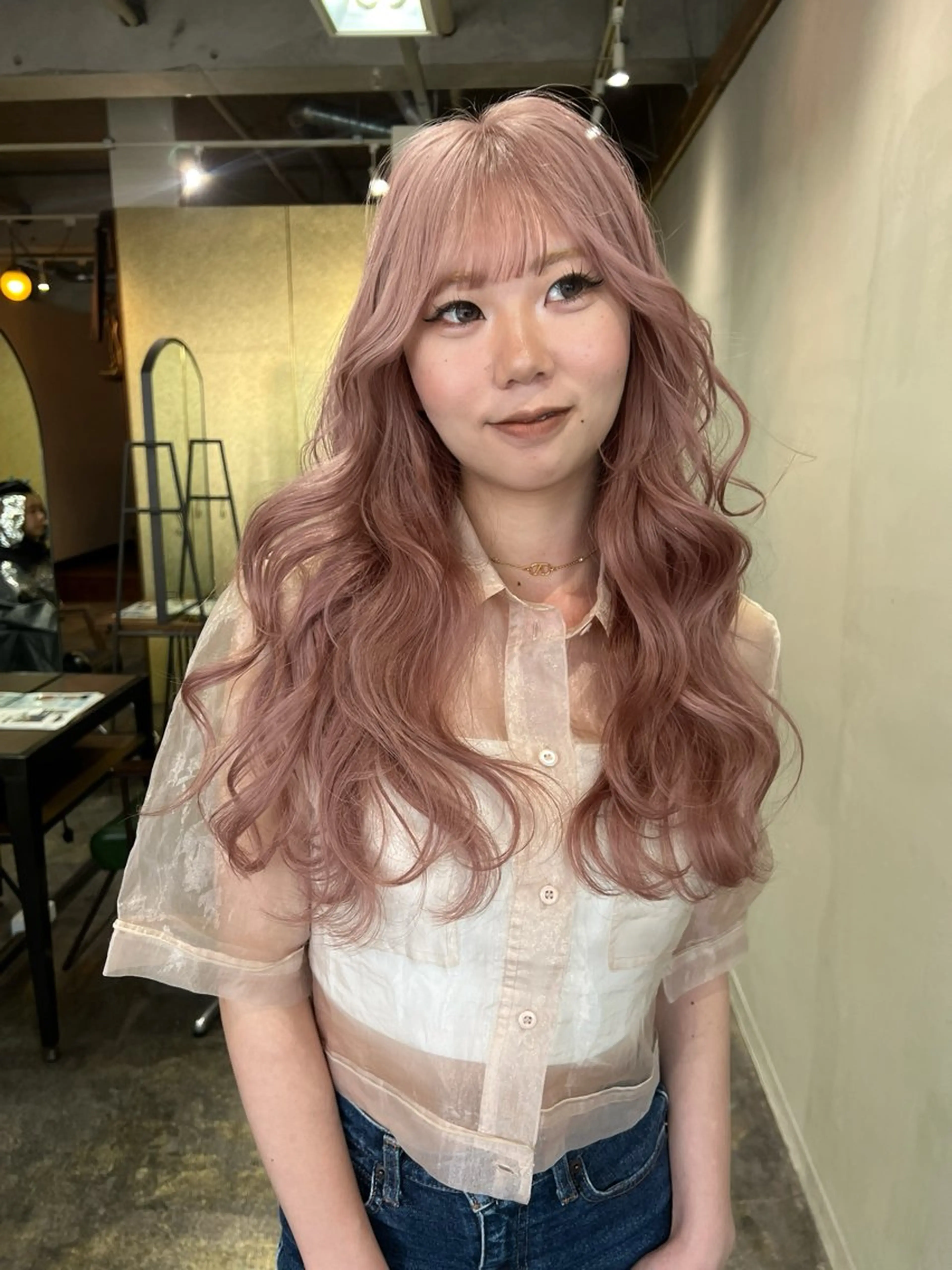 ロング カット ヘアカラー トリートメント ハイトーンカラー🍑 心斎橋のヘアスタイル